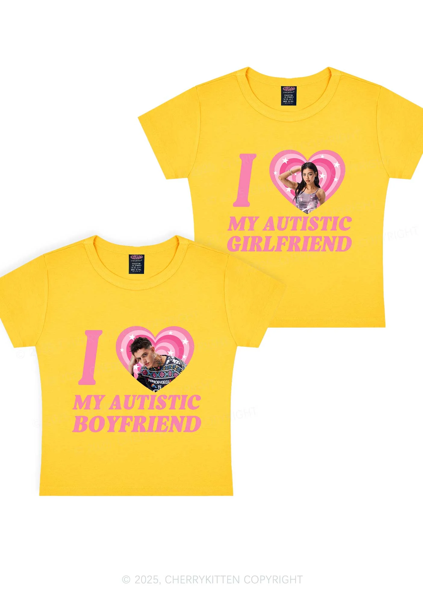 Custom My Autistic BF GF Y2K Valentine's Day Baby Tee Cherrykitten - Image 9