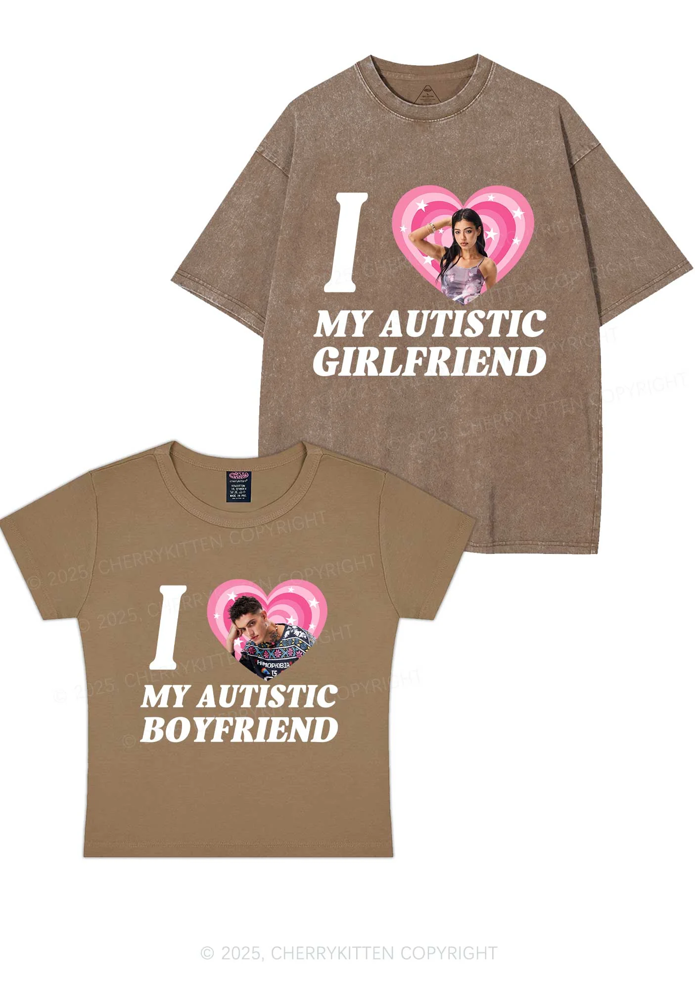 Custom My Autistic BF GF Y2K Valentine's Day Couple Shirt Cherrykitten - Image 10