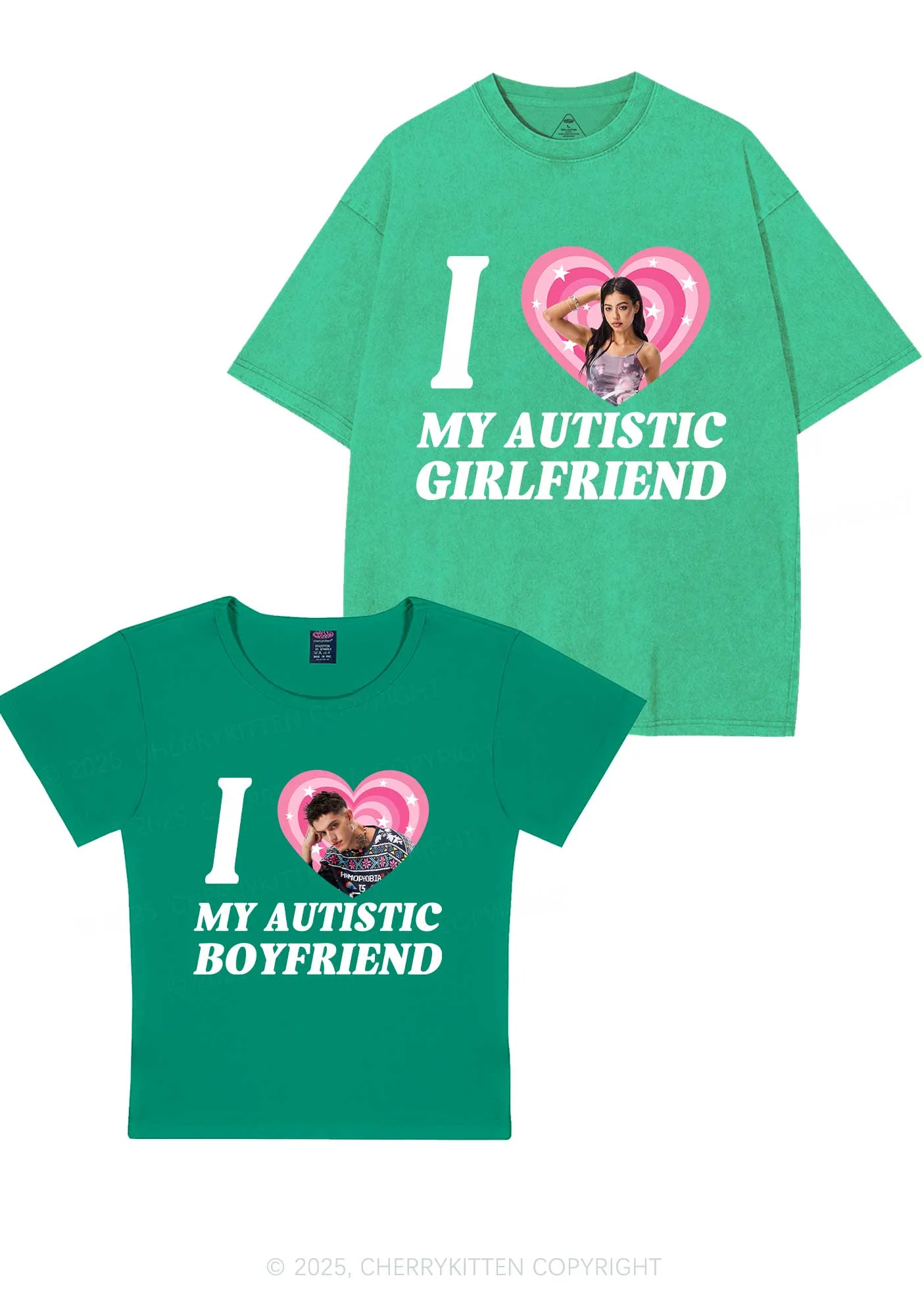 Custom My Autistic BF GF Y2K Valentine's Day Couple Shirt Cherrykitten - Image 11