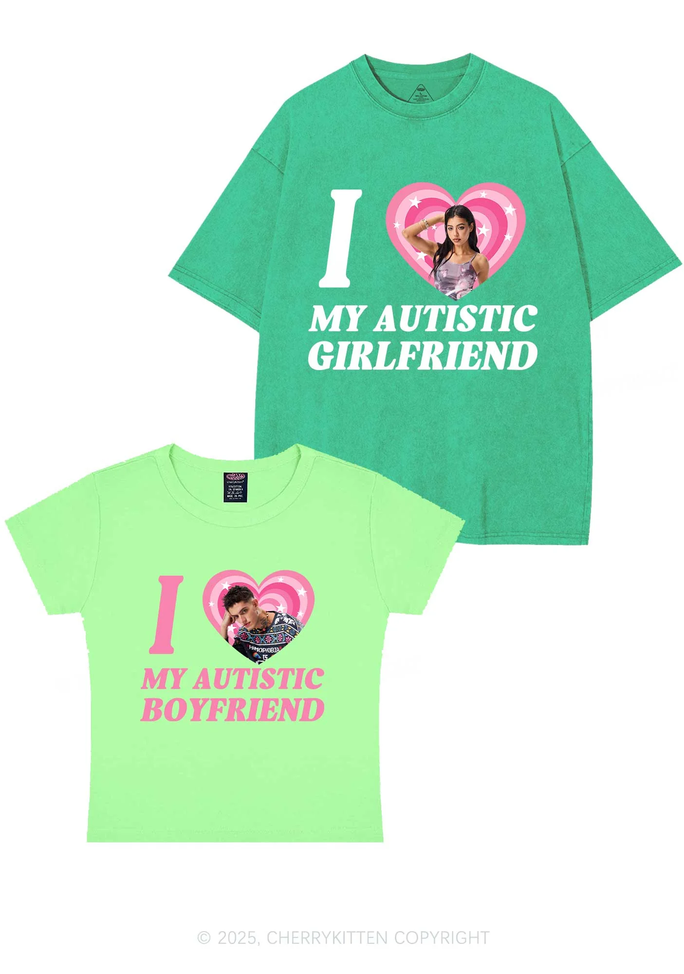 Custom My Autistic BF GF Y2K Valentine's Day Couple Shirt Cherrykitten - Image 13