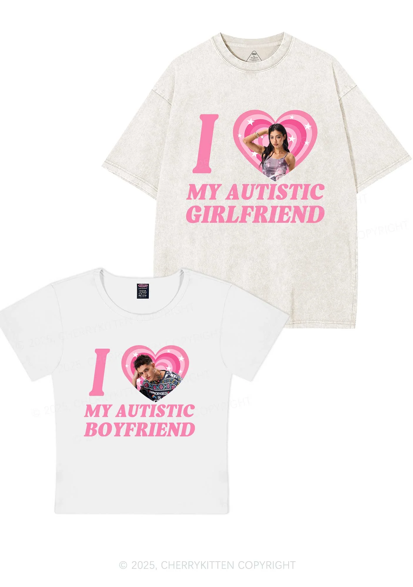 Custom My Autistic BF GF Y2K Valentine's Day Couple Shirt Cherrykitten - Image 5