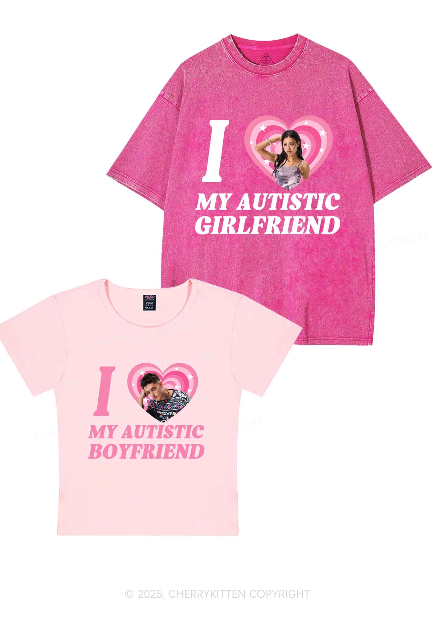 Custom My Autistic BF GF Y2K Valentine's Day Couple Shirt Cherrykitten - Image 6