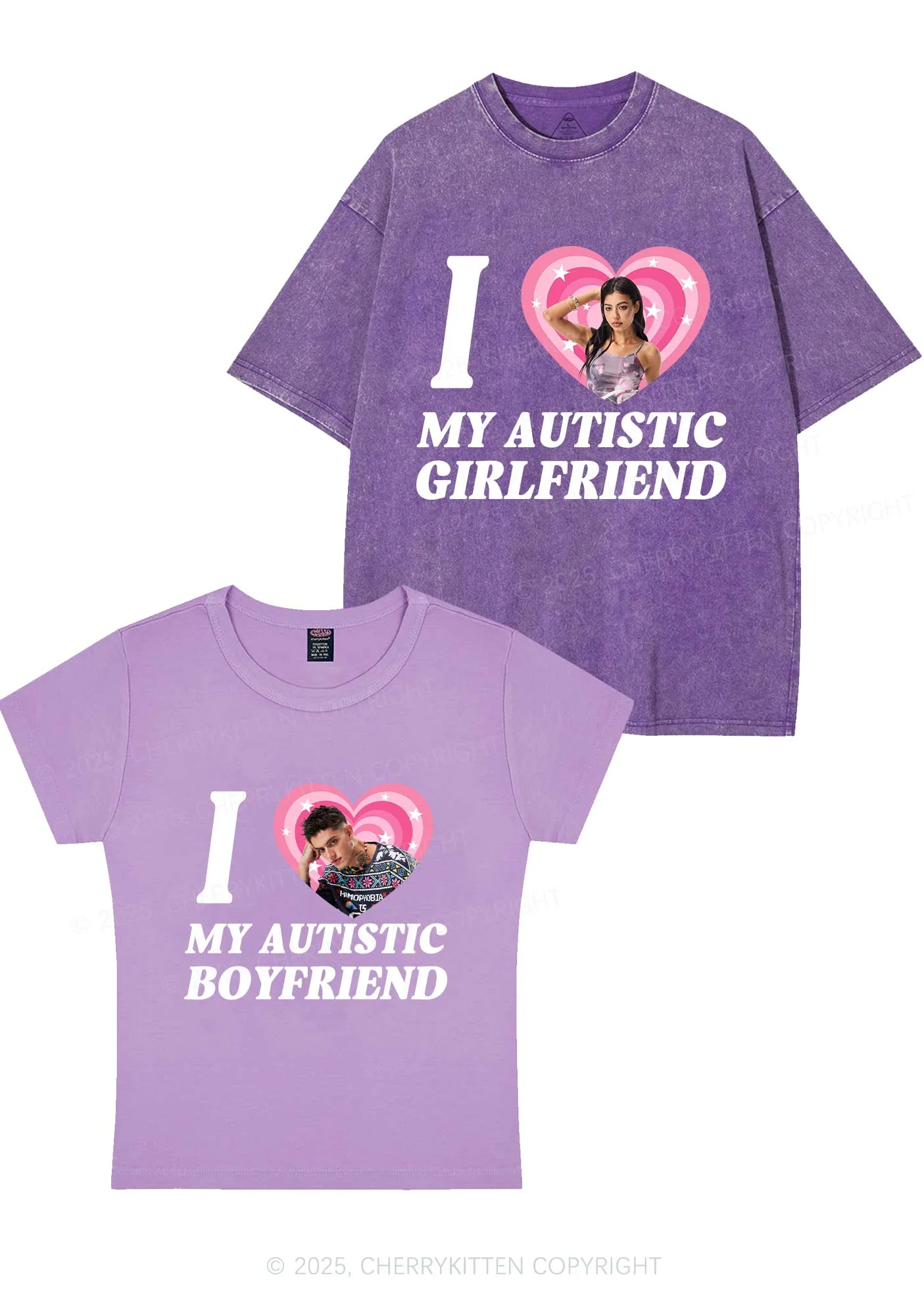 Custom My Autistic BF GF Y2K Valentine's Day Couple Shirt Cherrykitten - Image 8