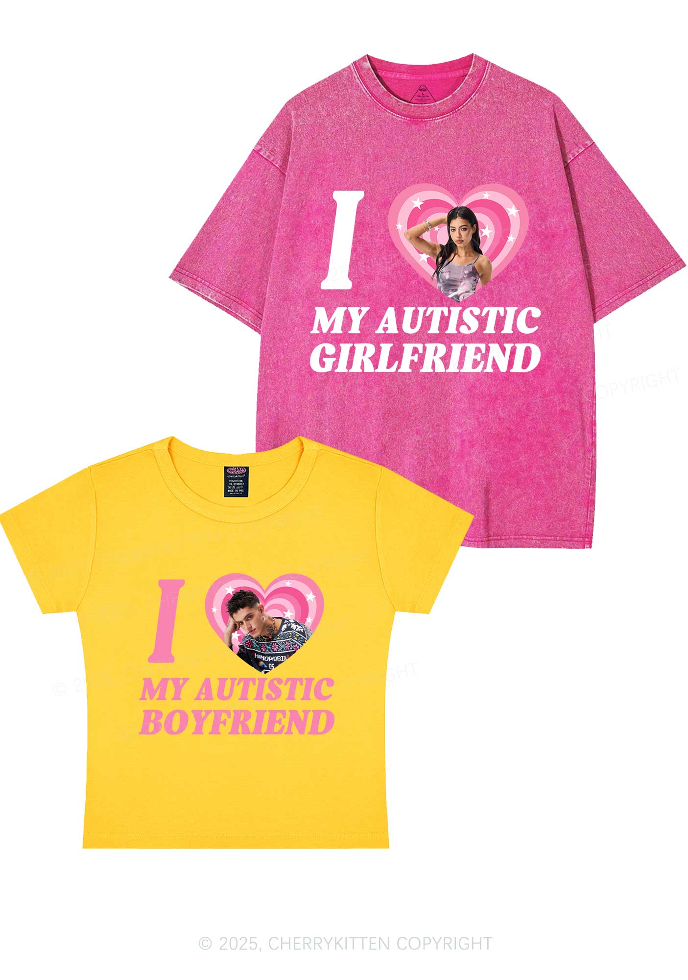 Custom My Autistic BF GF Y2K Valentine's Day Couple Shirt Cherrykitten - Image 9