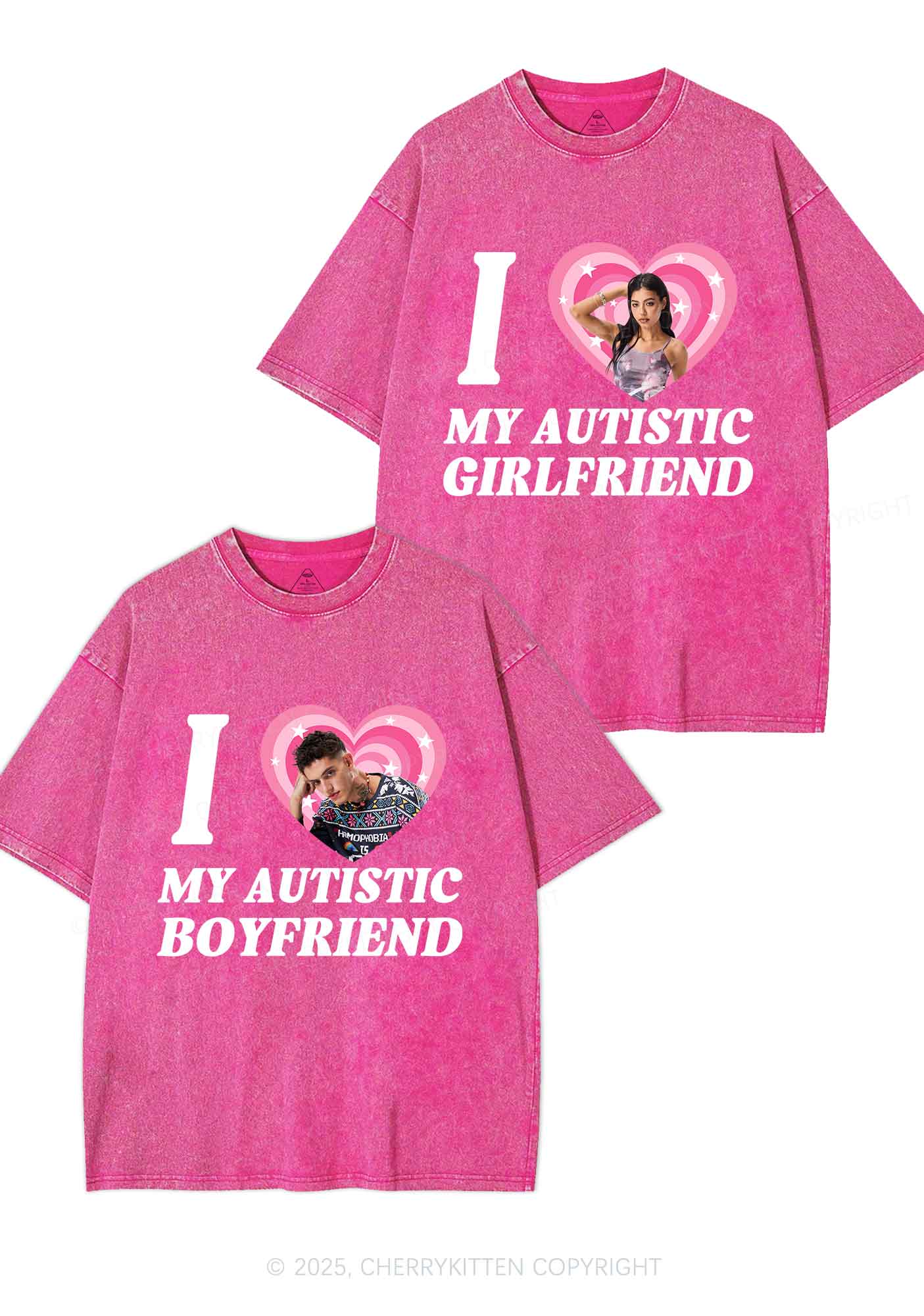 Custom My Autistic BF GF Y2K Valentine's Day Washed Tee Cherrykitten - Image 5