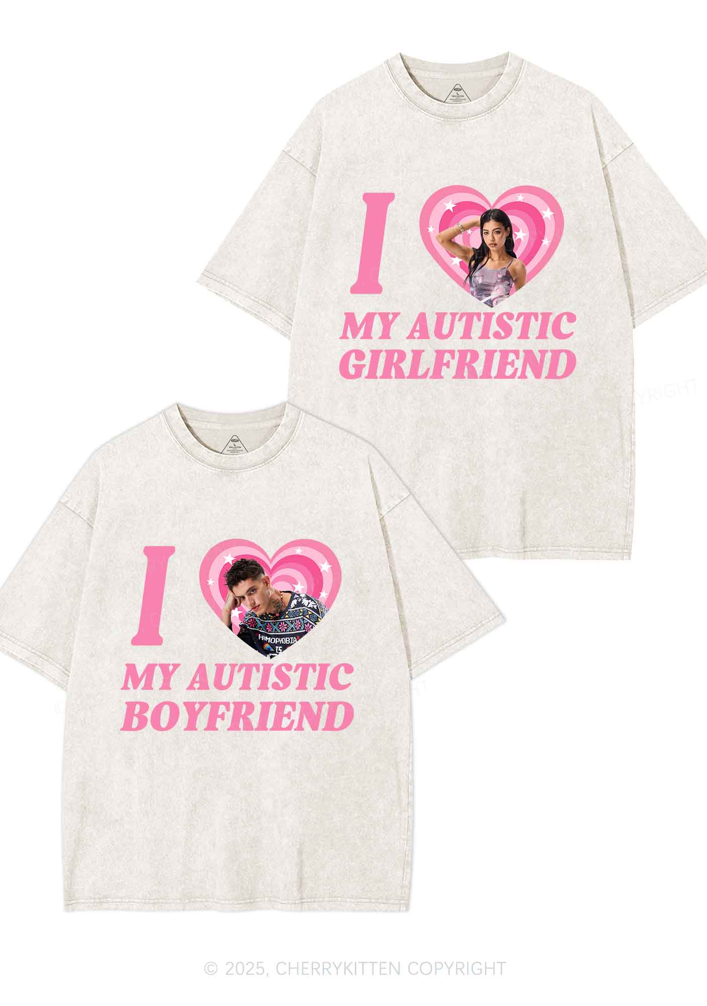 Custom My Autistic BF GF Y2K Valentine's Day Washed Tee Cherrykitten - Image 7