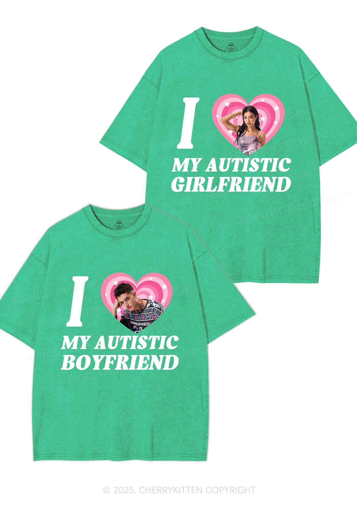 Custom My Autistic BF GF Y2K Valentine's Day Washed Tee Cherrykitten - Image 8