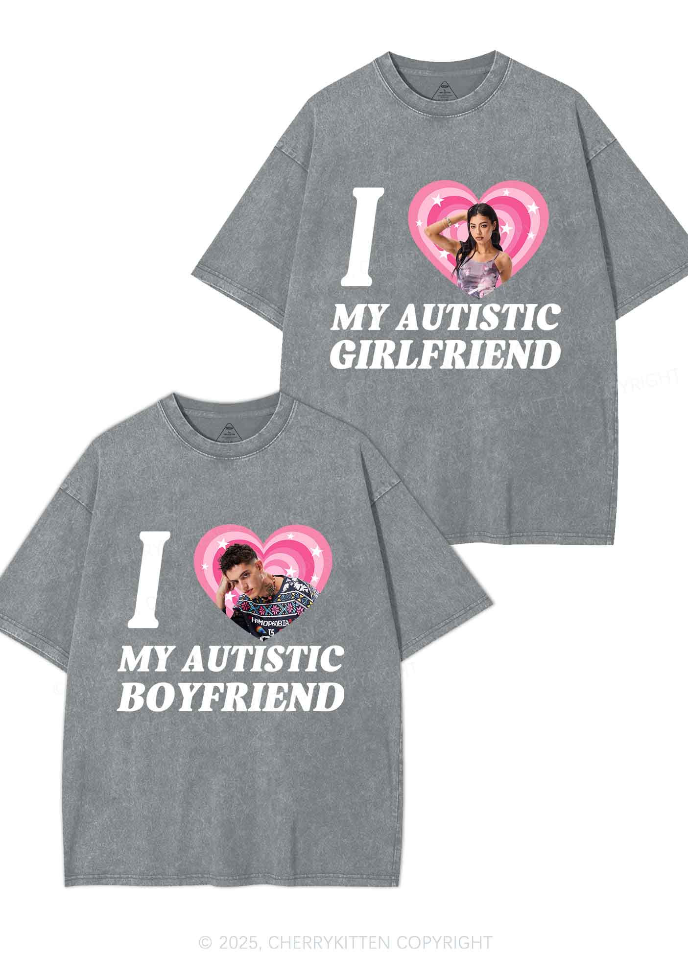 Custom My Autistic BF GF Y2K Valentine's Day Washed Tee Cherrykitten - Image 9