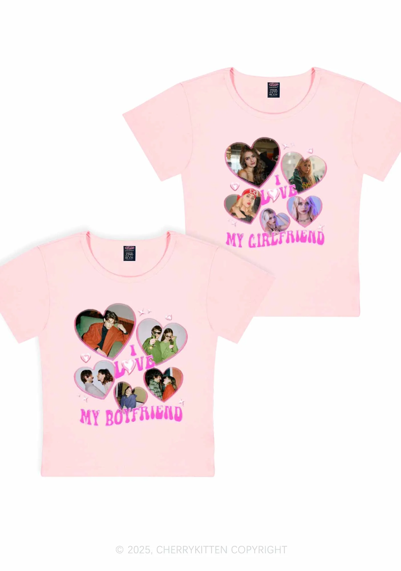 Custom My BF GF Photos Y2K Valentine's Day Baby Tee Cherrykitten - Image 11
