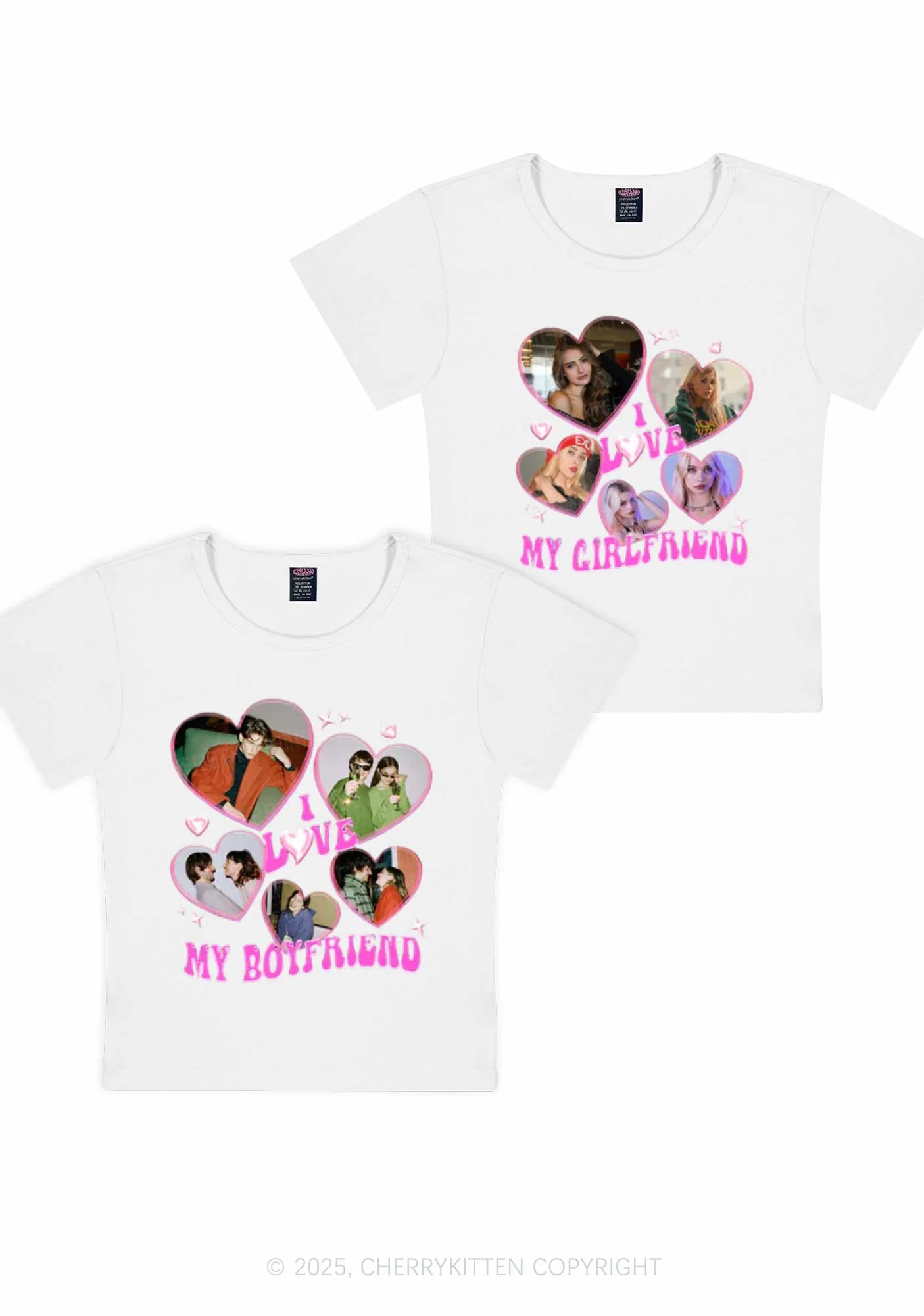 Custom My BF GF Photos Y2K Valentine's Day Baby Tee Cherrykitten - Image 2