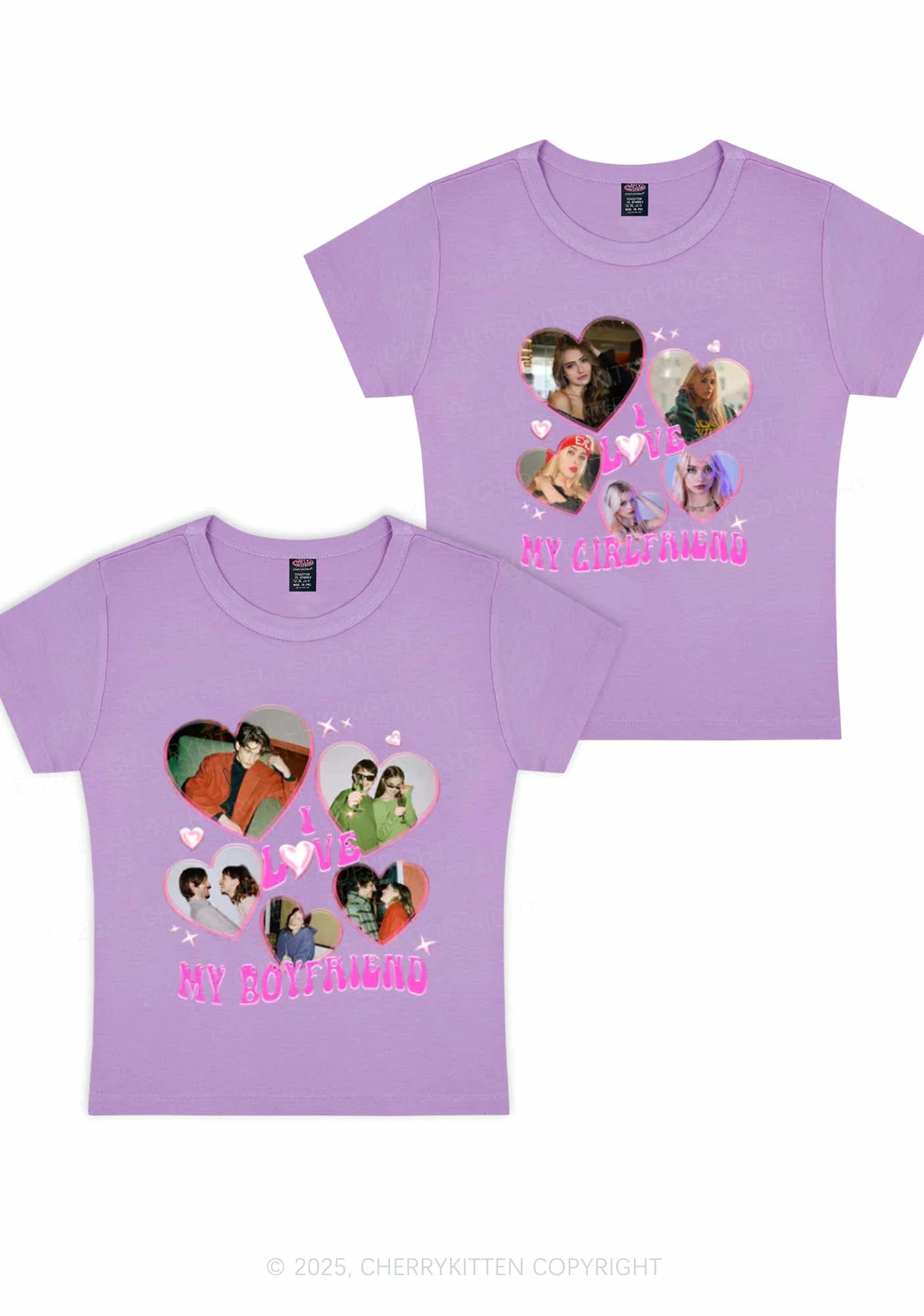 Custom My BF GF Photos Y2K Valentine's Day Baby Tee Cherrykitten - Image 3