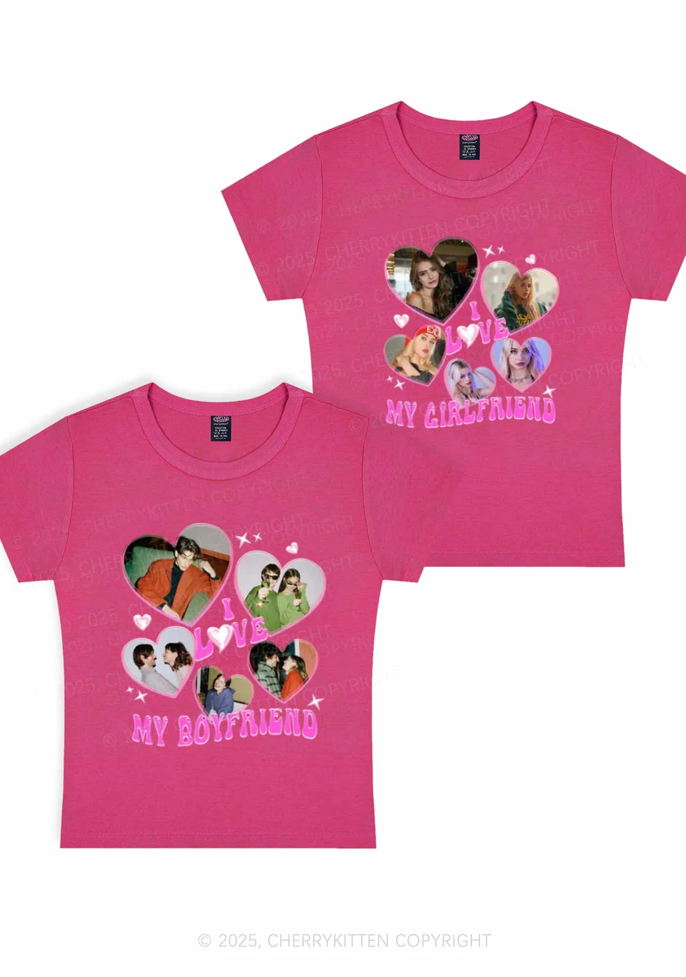 Custom My BF GF Photos Y2K Valentine's Day Baby Tee Cherrykitten - Image 4