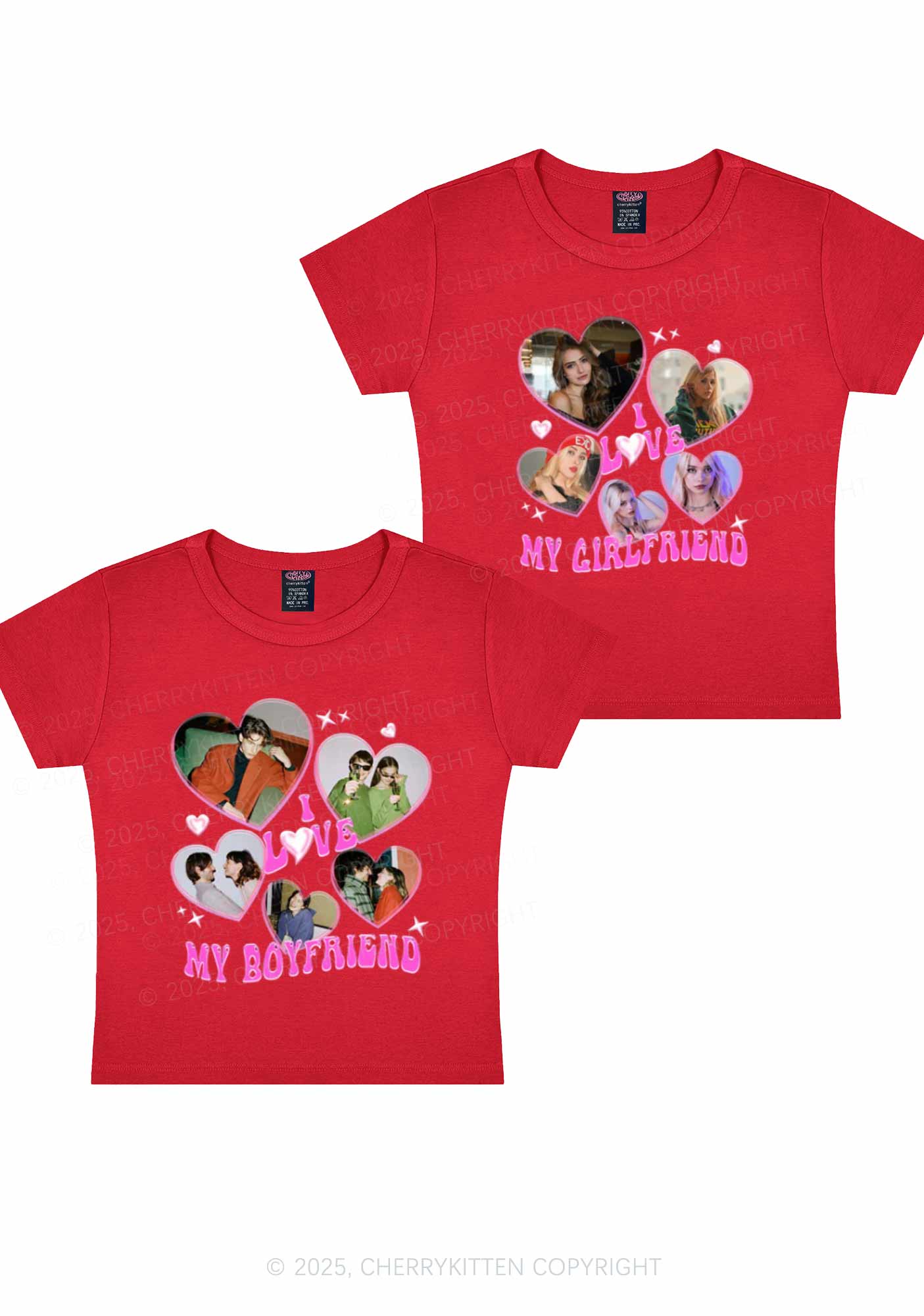 Custom My BF GF Photos Y2K Valentine's Day Baby Tee Cherrykitten - Image 7