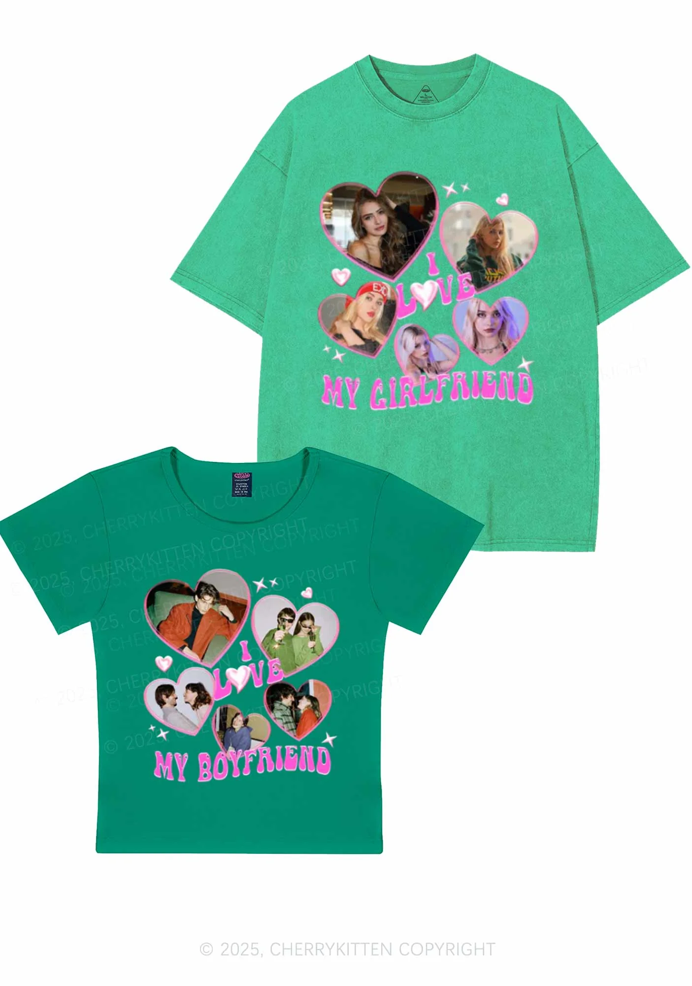 Custom My BF GF Photos Y2K Valentine's Day Couple Shirt Cherrykitten - Image 10