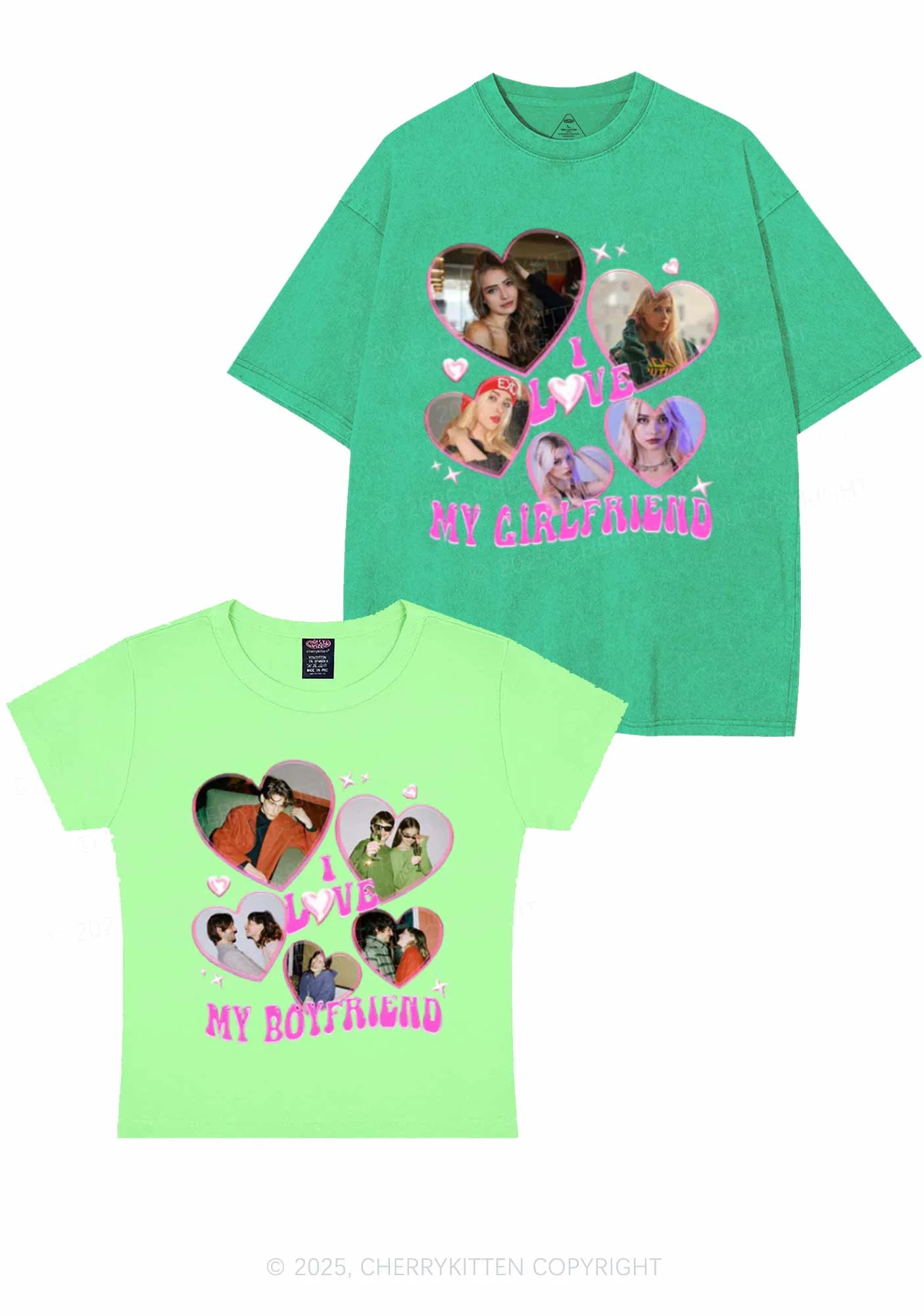 Custom My BF GF Photos Y2K Valentine's Day Couple Shirt Cherrykitten - Image 11