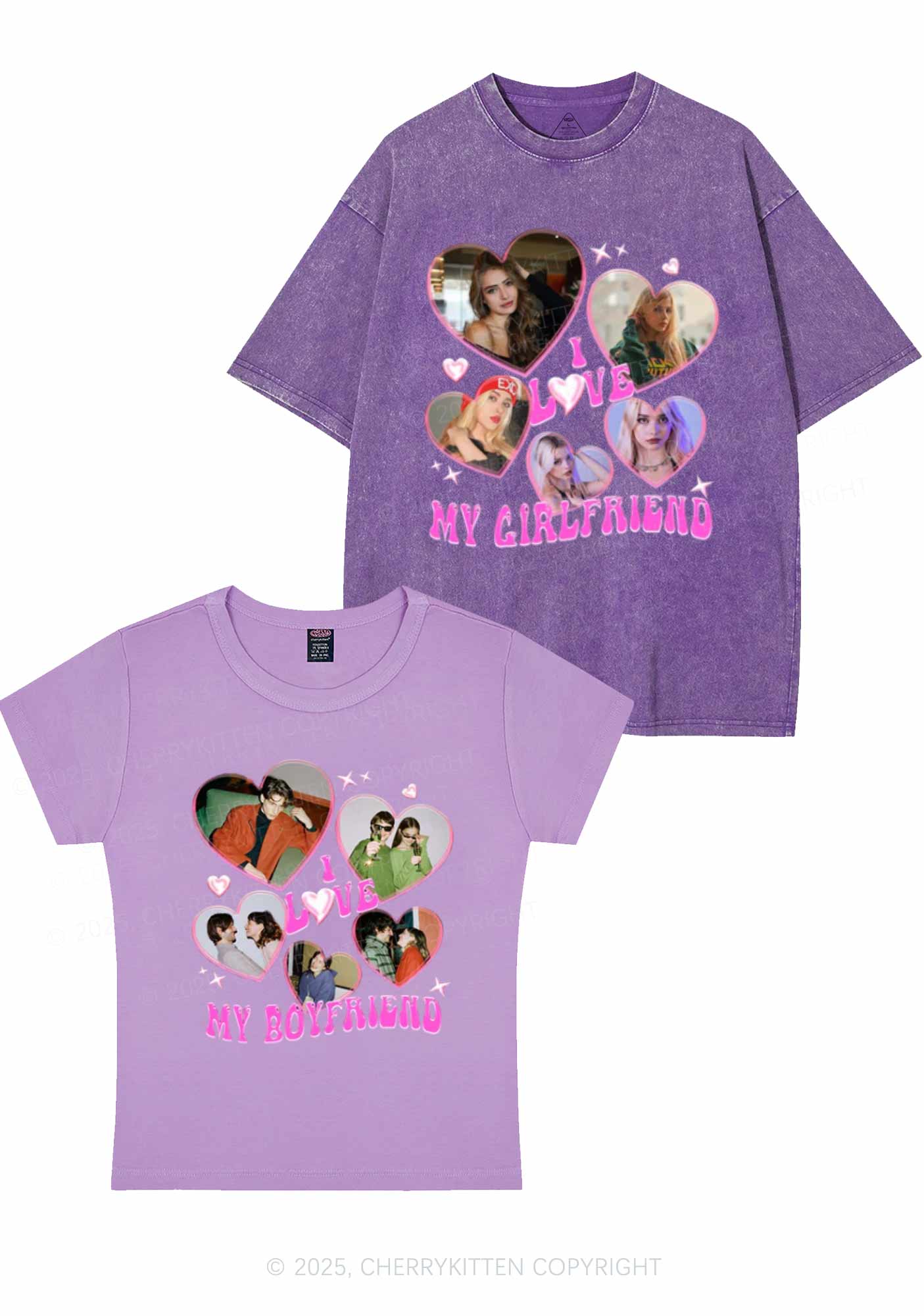 Custom My BF GF Photos Y2K Valentine's Day Couple Shirt Cherrykitten - Image 4
