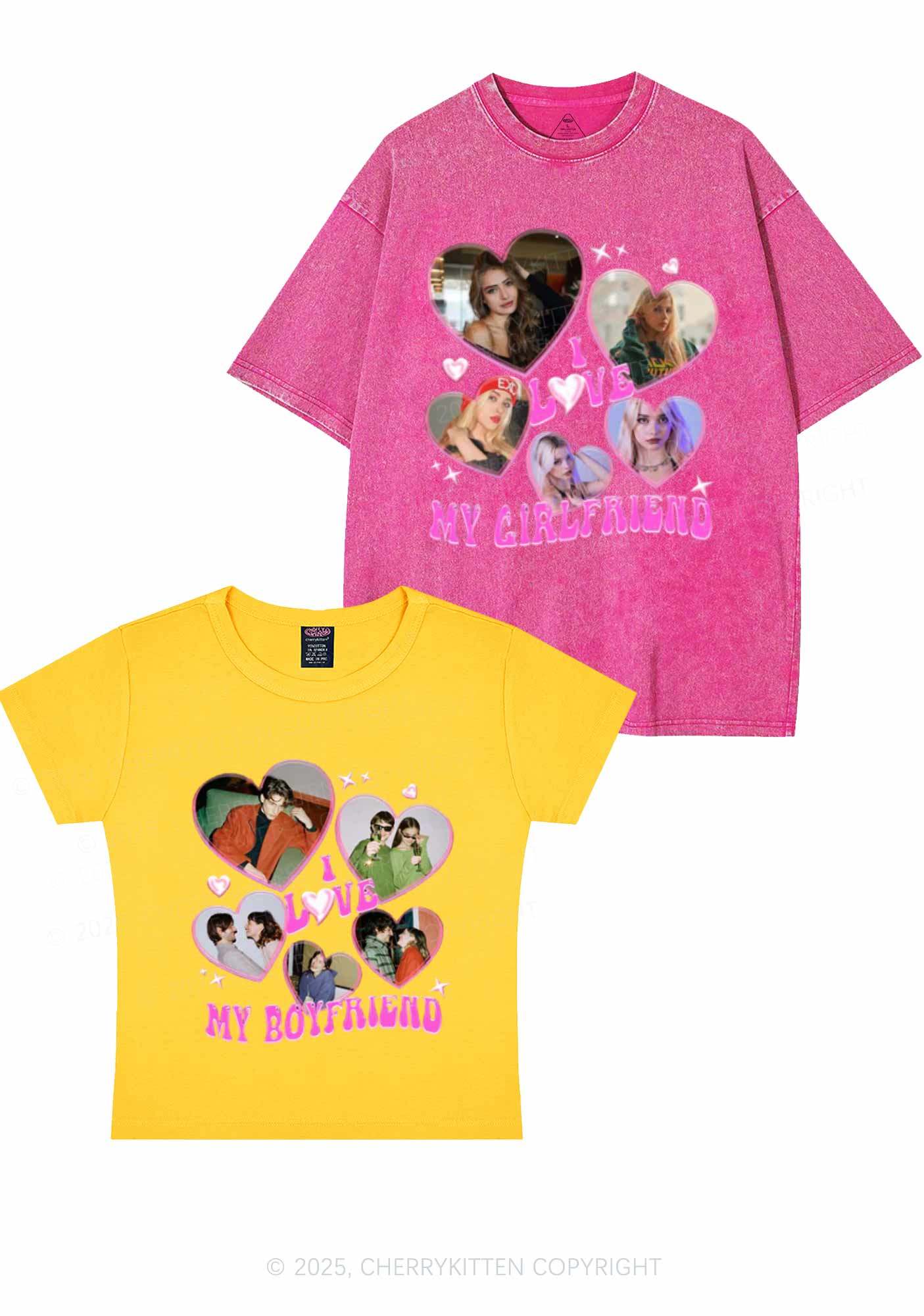 Custom My BF GF Photos Y2K Valentine's Day Couple Shirt Cherrykitten - Image 5