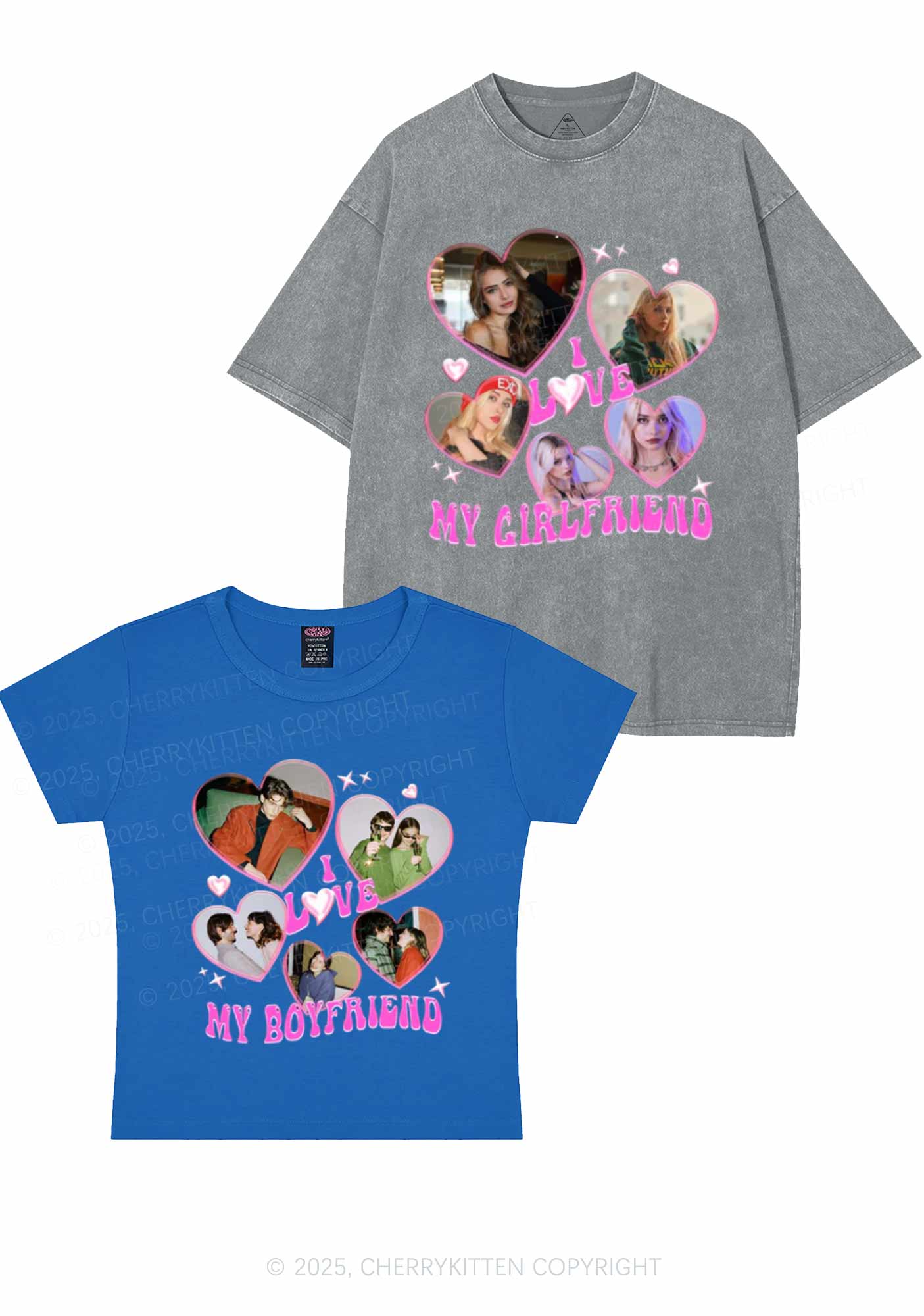 Custom My BF GF Photos Y2K Valentine's Day Couple Shirt Cherrykitten - Image 8