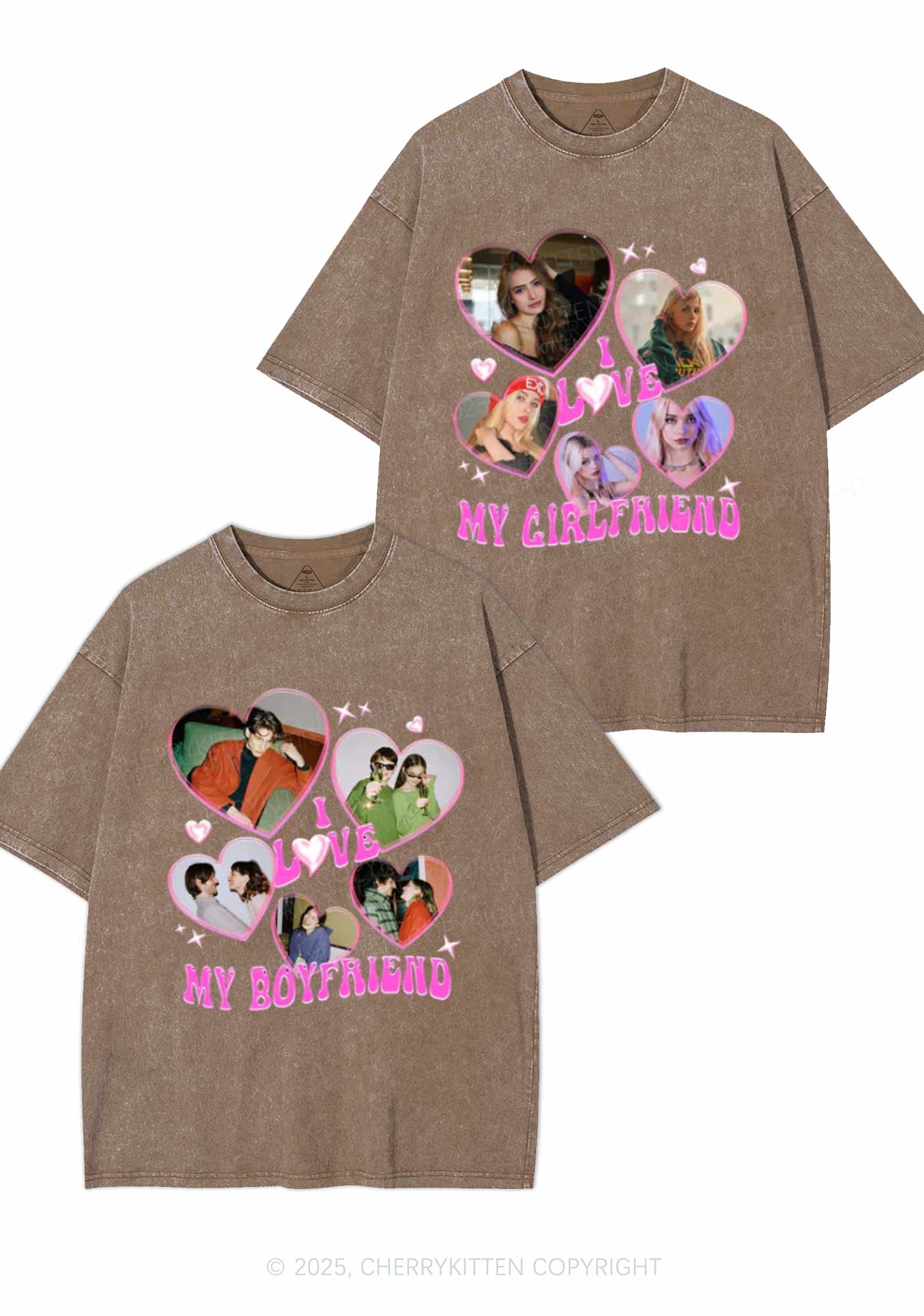 Custom My BF GF Photos Y2K Valentine's Day Washed Tee Cherrykitten - Image 5