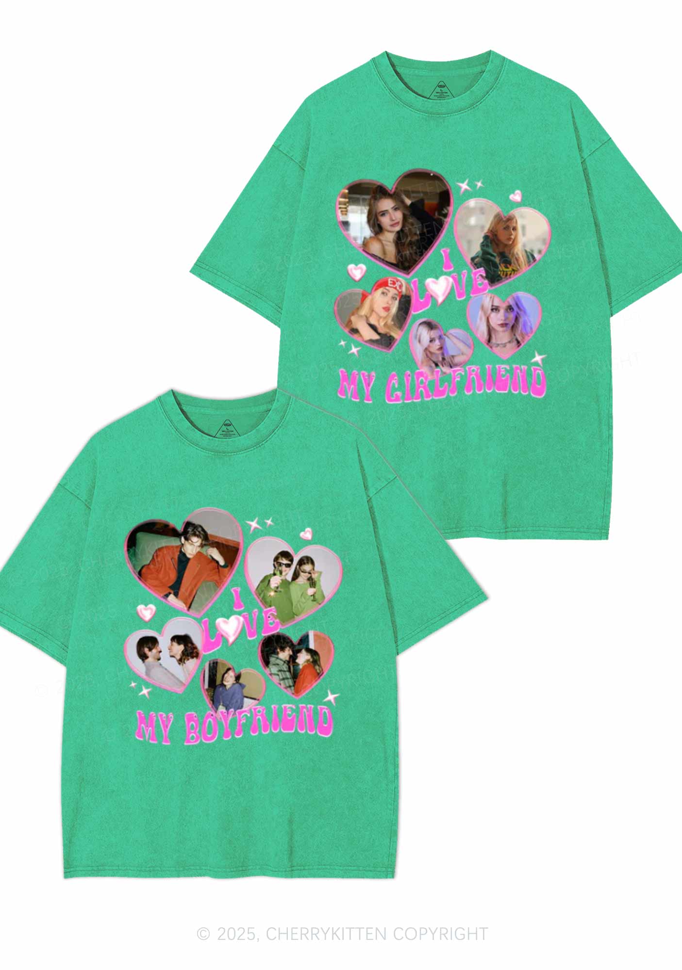 Custom My BF GF Photos Y2K Valentine's Day Washed Tee Cherrykitten - Image 7