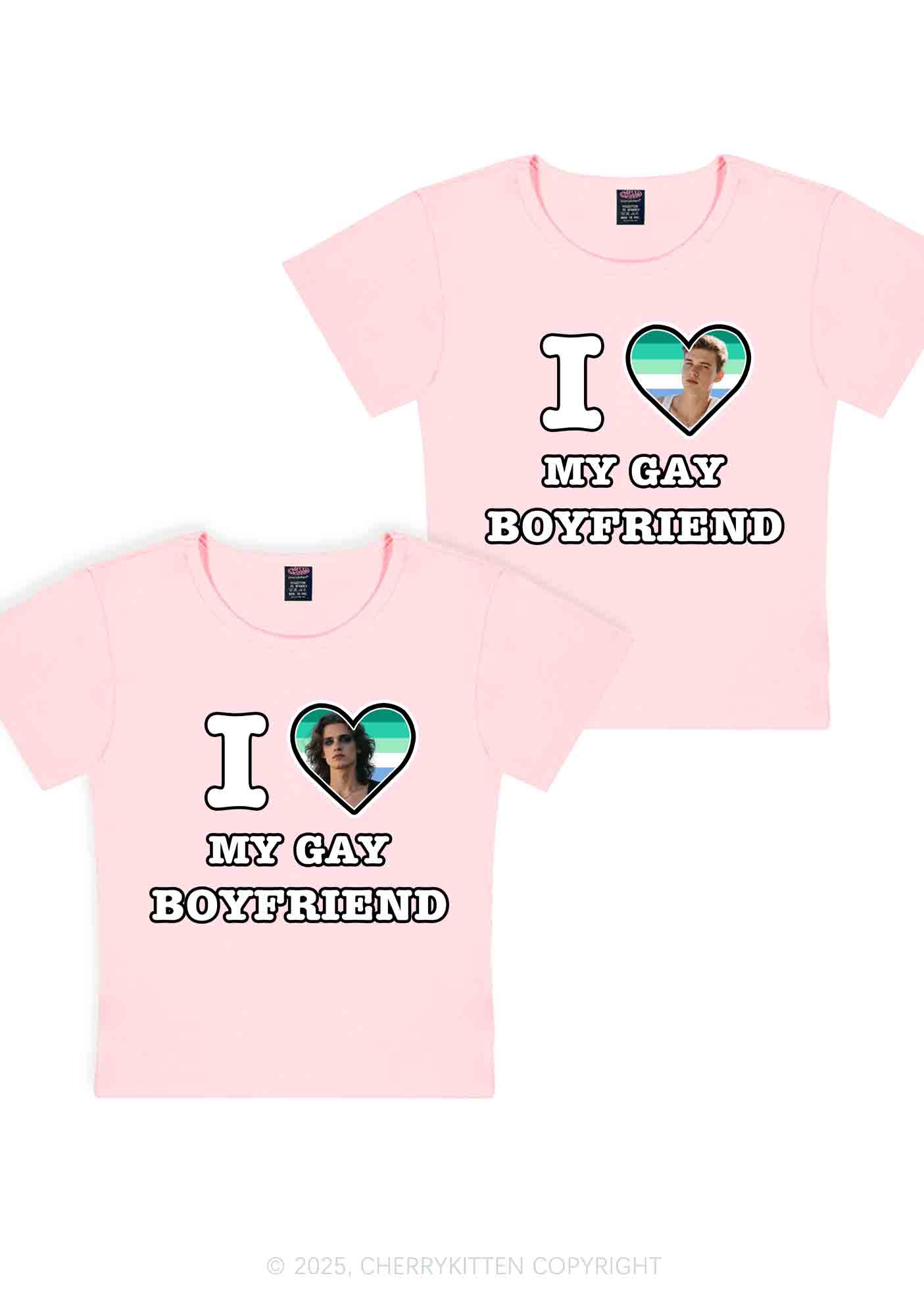 Custom My Gay BF Pride Y2K Valentine's Day Baby Tee Cherrykitten - Image 12