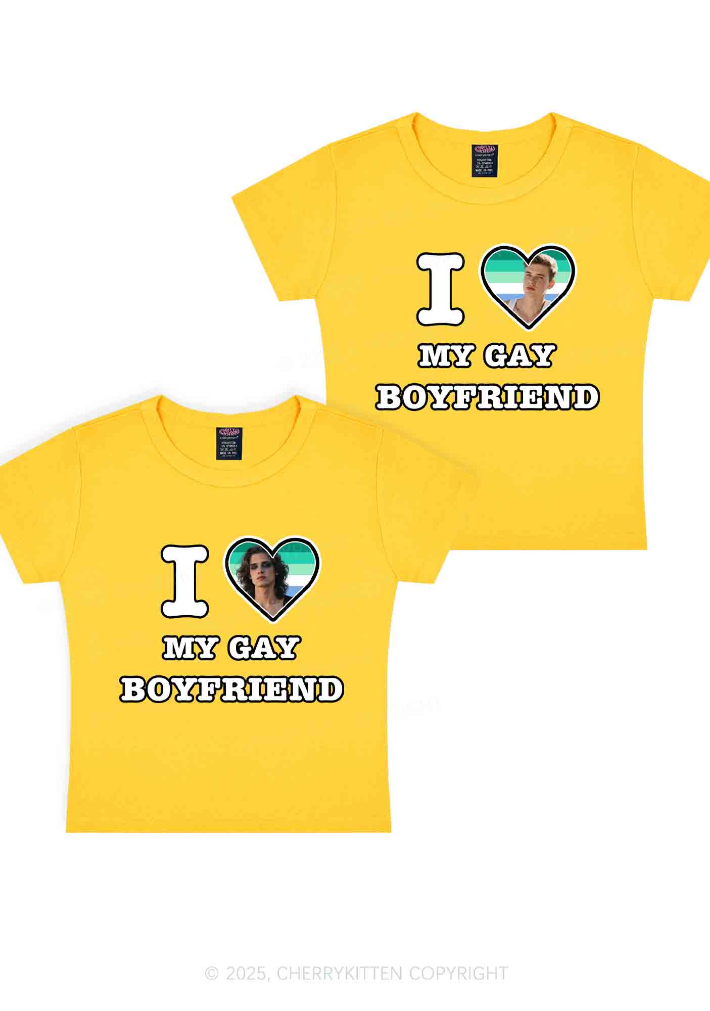 Custom My Gay BF Pride Y2K Valentine's Day Baby Tee Cherrykitten - Image 4