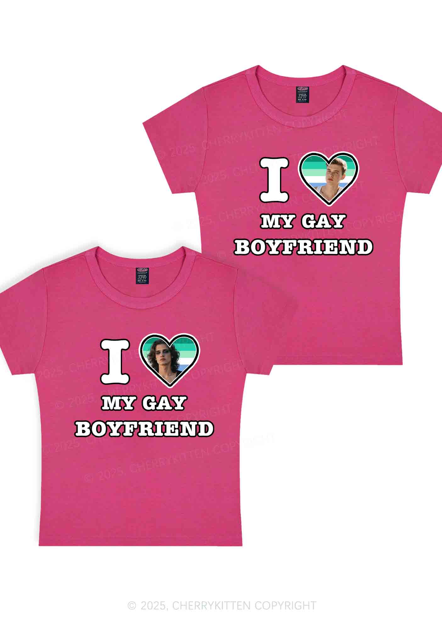 Custom My Gay BF Pride Y2K Valentine's Day Baby Tee Cherrykitten - Image 5