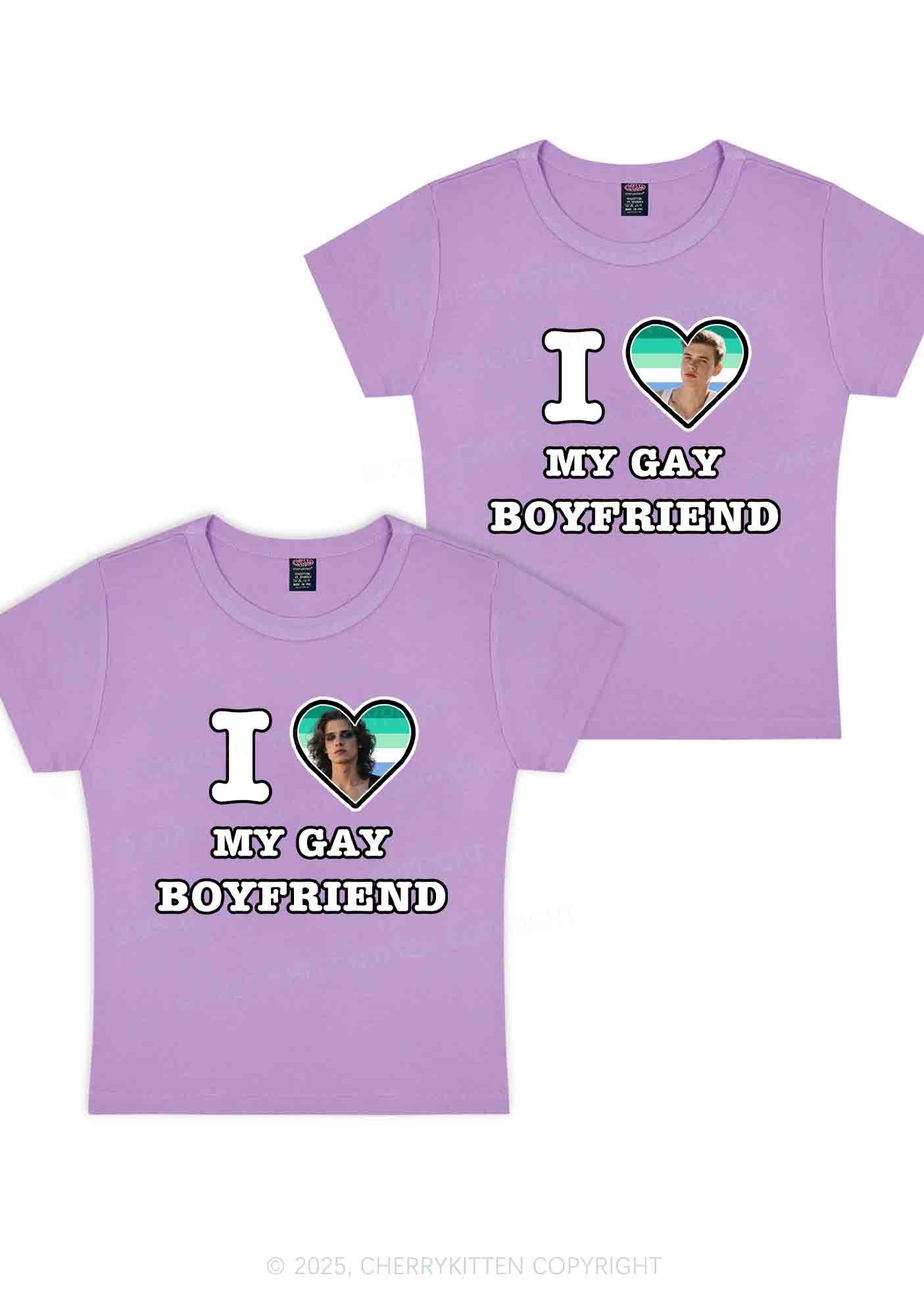 Custom My Gay BF Pride Y2K Valentine's Day Baby Tee Cherrykitten - Image 6