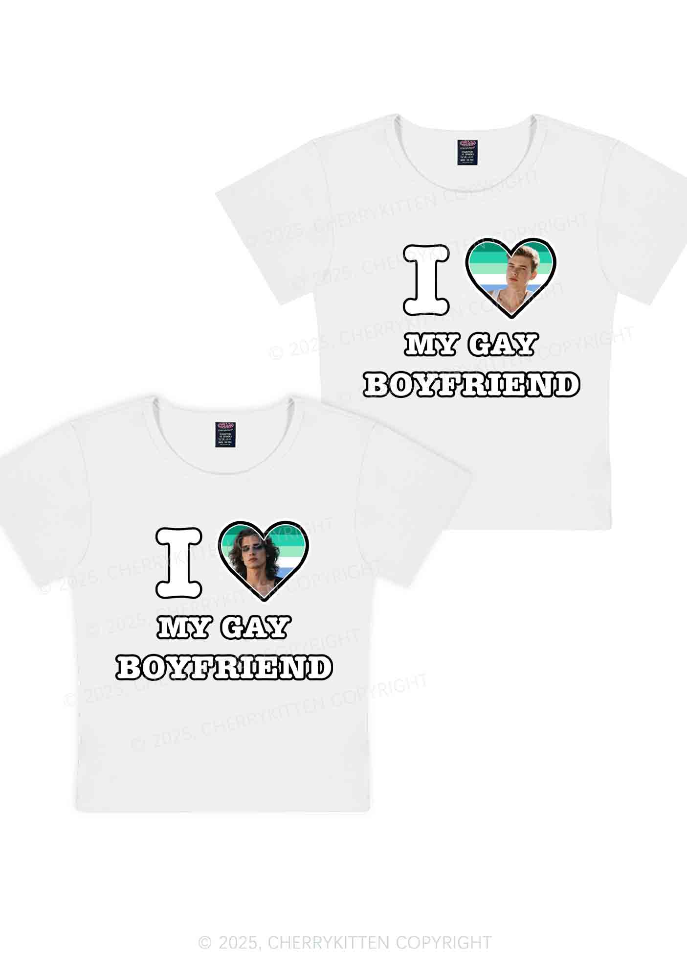 Custom My Gay BF Pride Y2K Valentine's Day Baby Tee Cherrykitten - Image 7