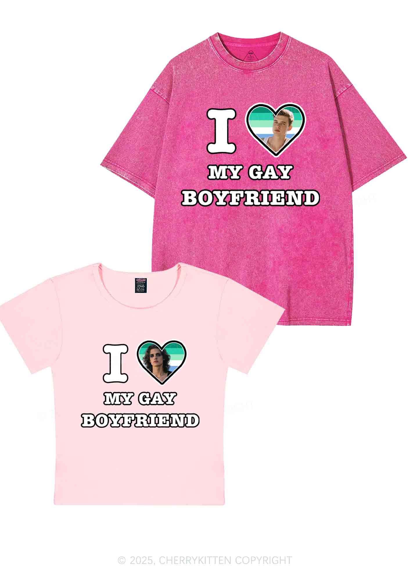 Custom My Gay BF Pride Y2K Valentine's Day Couple Shirt Cherrykitten - Image 12