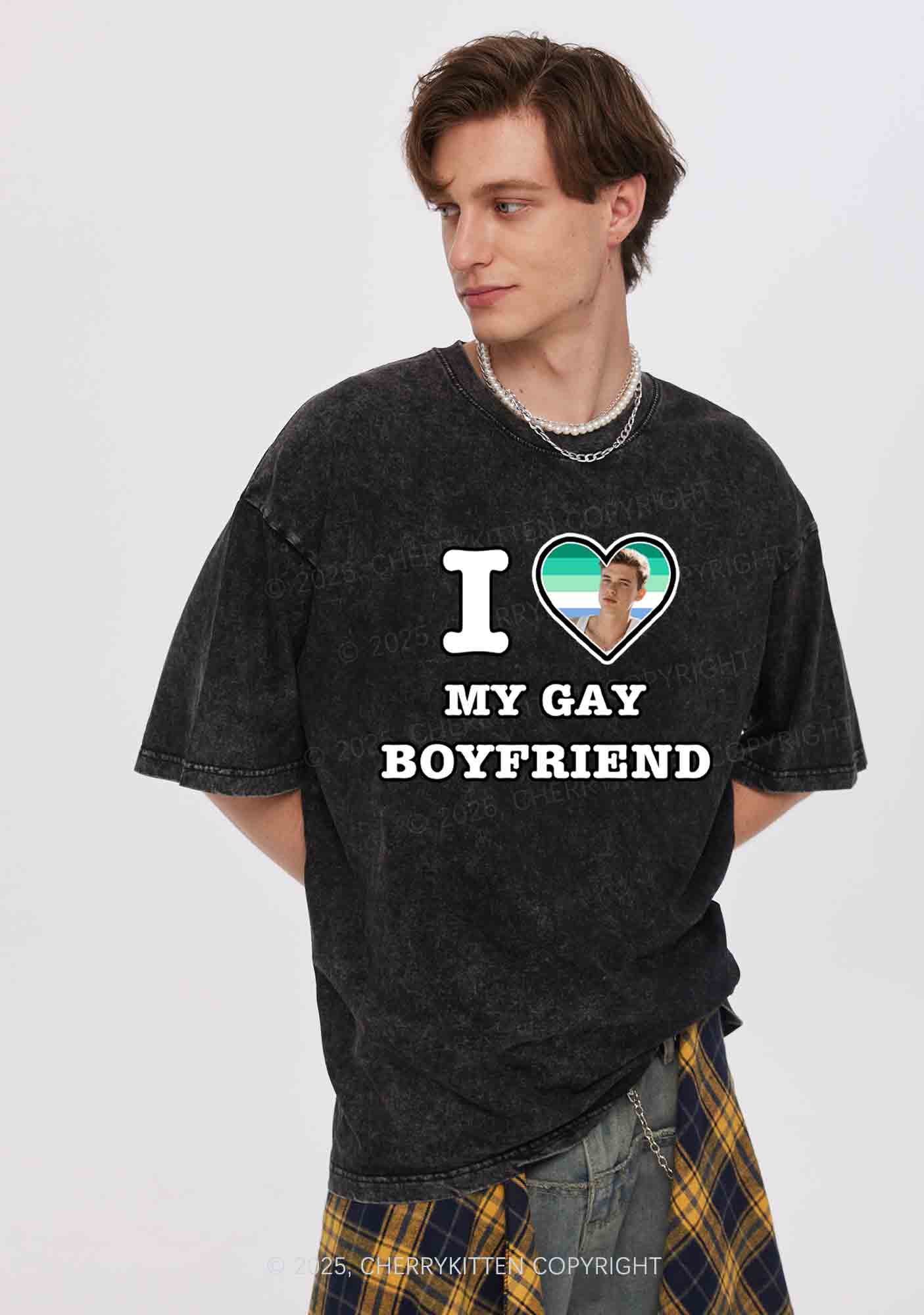 Custom My Gay BF Pride Y2K Valentine's Day Couple Shirt Cherrykitten - Image 2