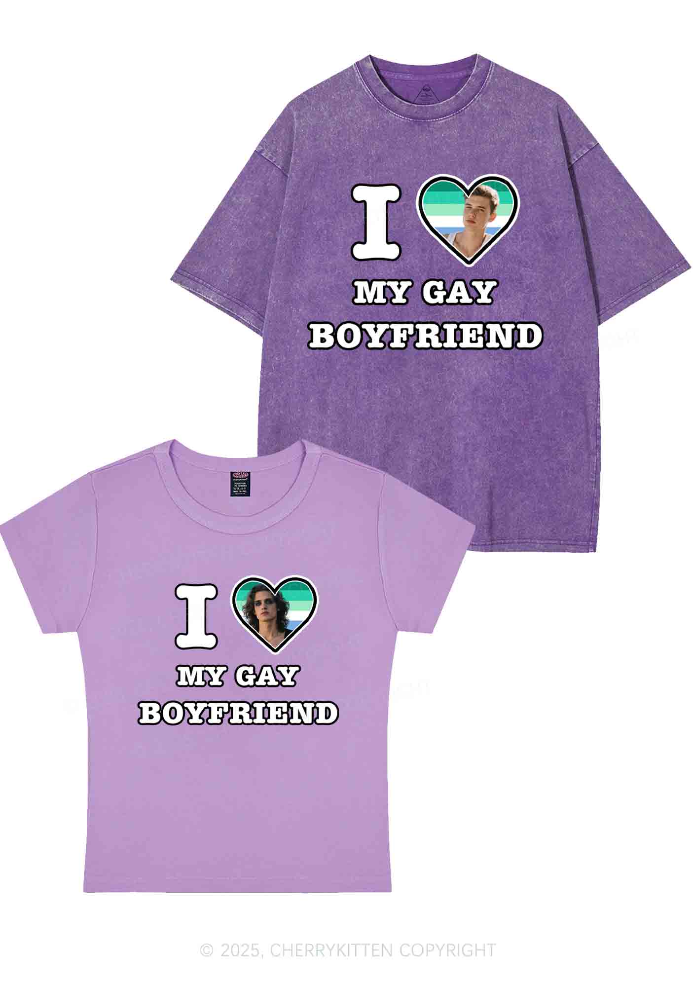 Custom My Gay BF Pride Y2K Valentine's Day Couple Shirt Cherrykitten - Image 5