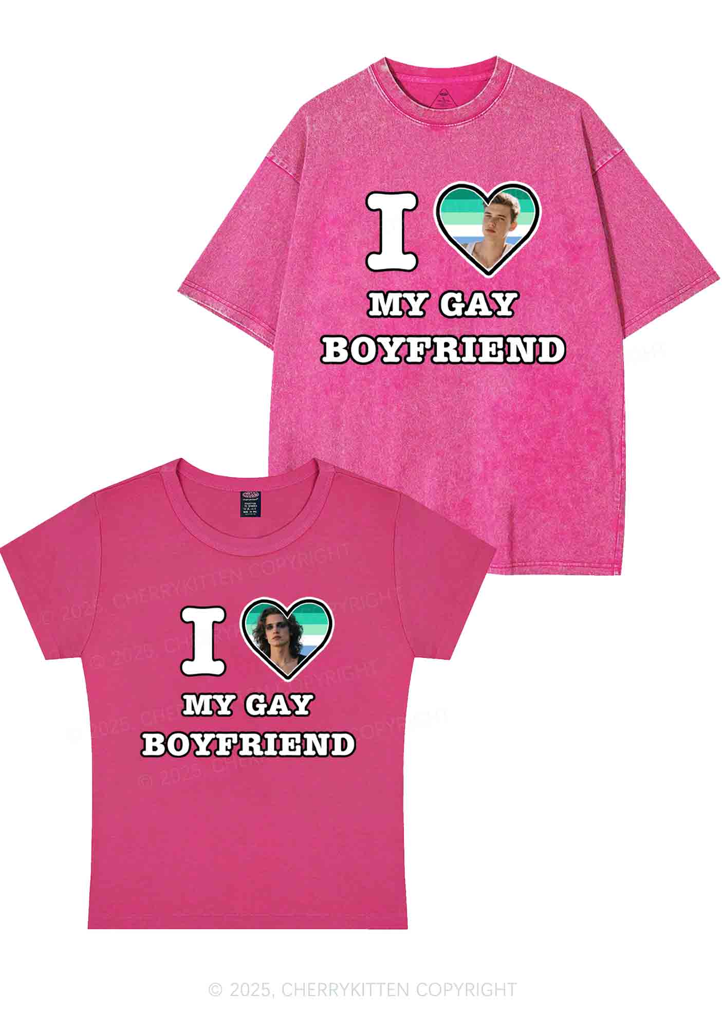 Custom My Gay BF Pride Y2K Valentine's Day Couple Shirt Cherrykitten - Image 7