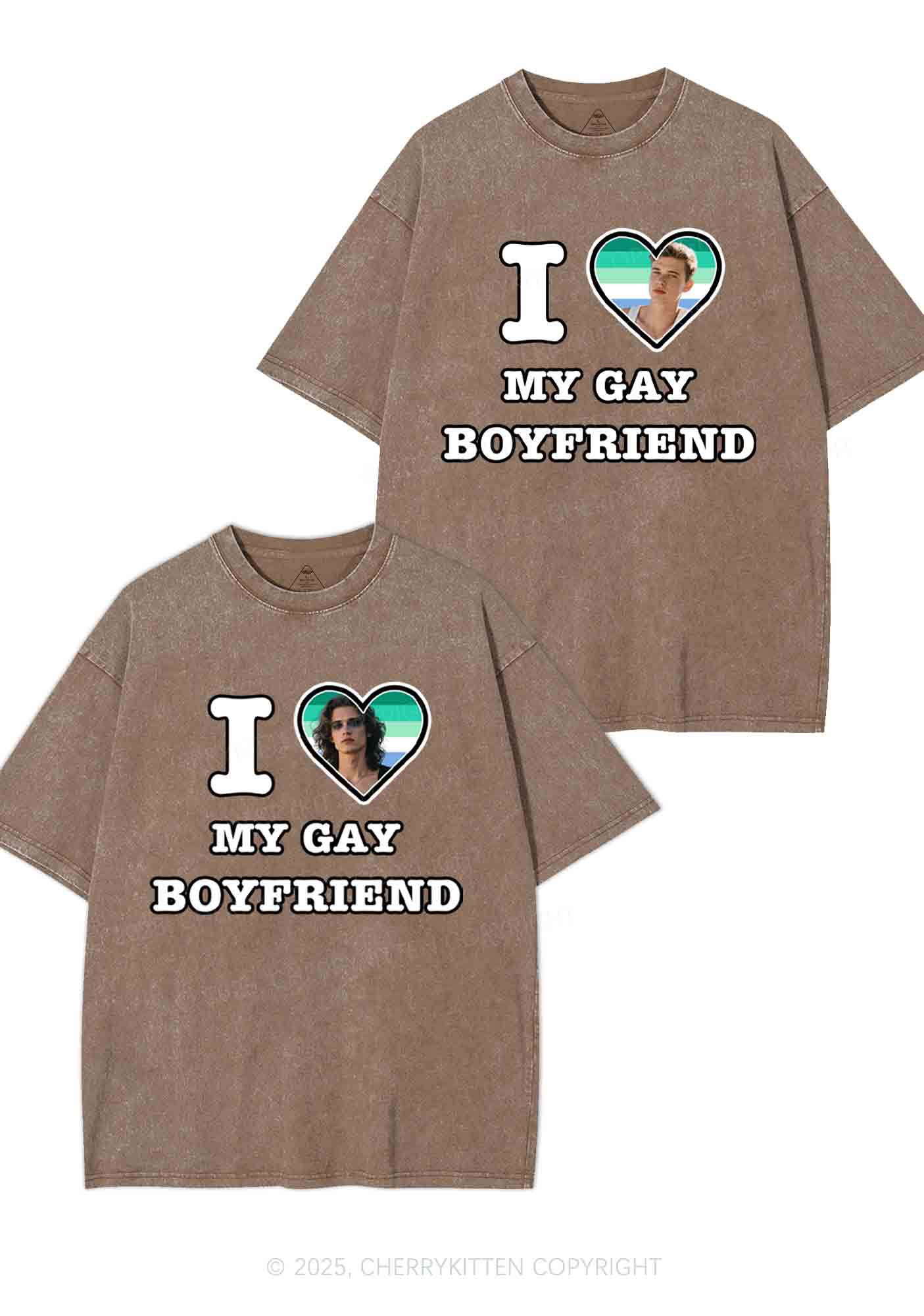 Custom My Gay BF Pride Y2K Valentine's Day Washed Tee Cherrykitten - Image 6