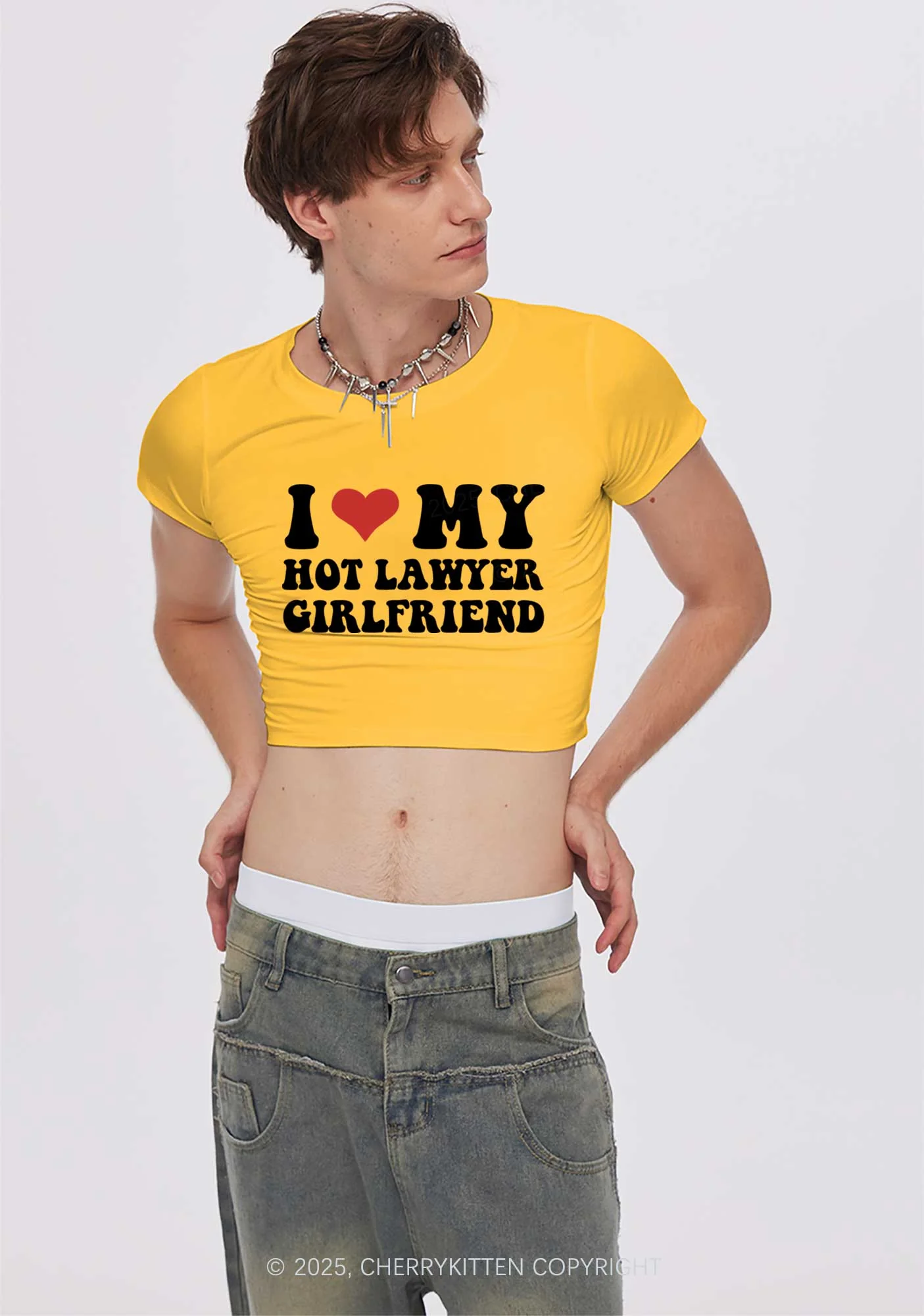 Custom My Hot Lawyer GF Y2K Valentine's Day Baby Tee Cherrykitten - Image 2
