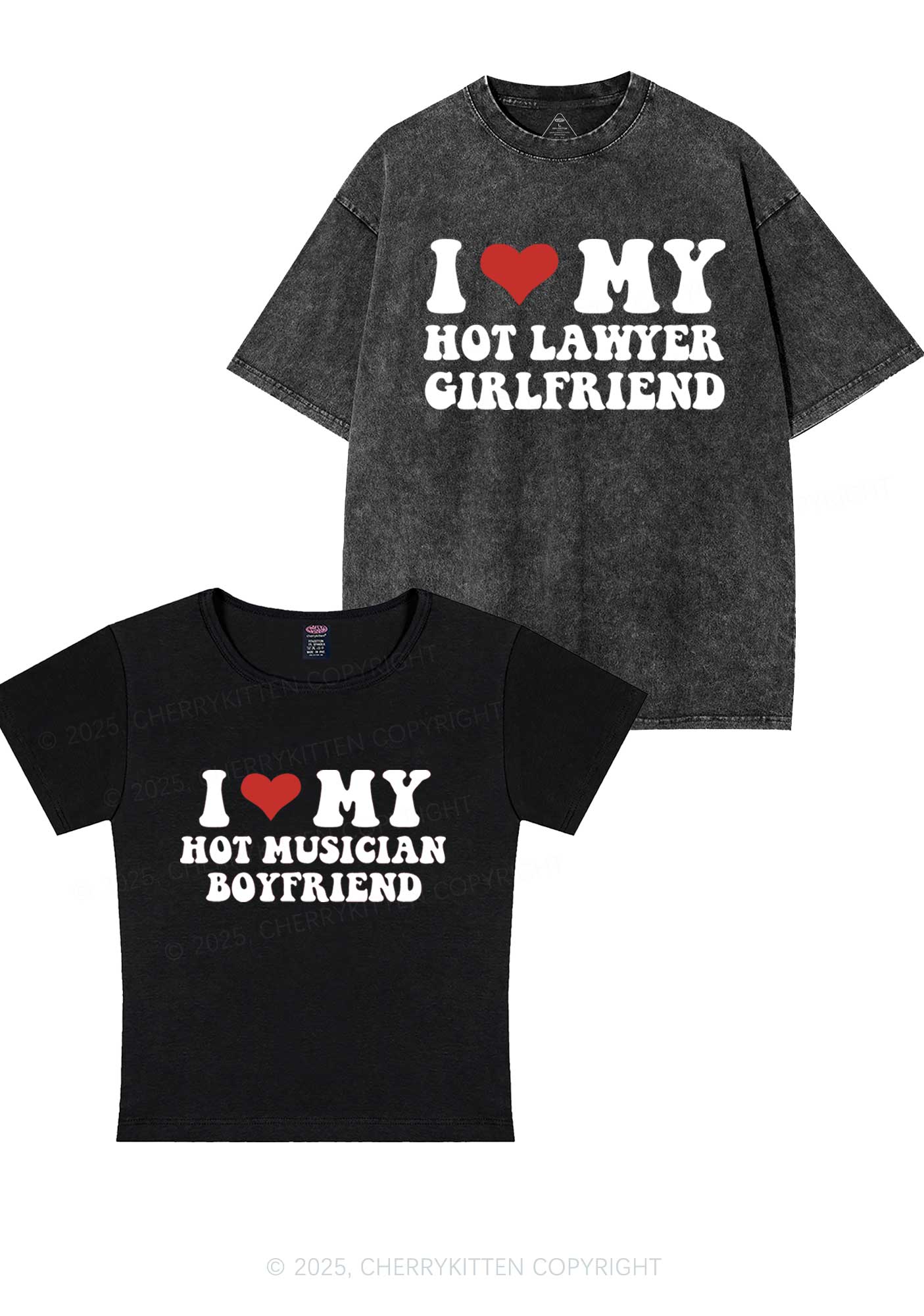 Custom My Hot Lawyer GF Y2K Valentine's Day Couple Shirt Cherrykitten - Image 4