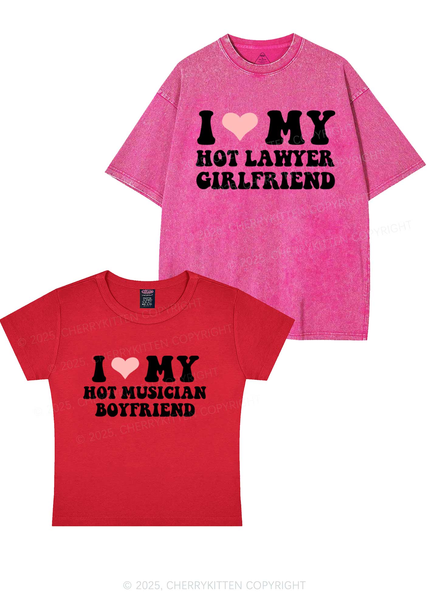 Custom My Hot Lawyer GF Y2K Valentine's Day Couple Shirt Cherrykitten - Image 6