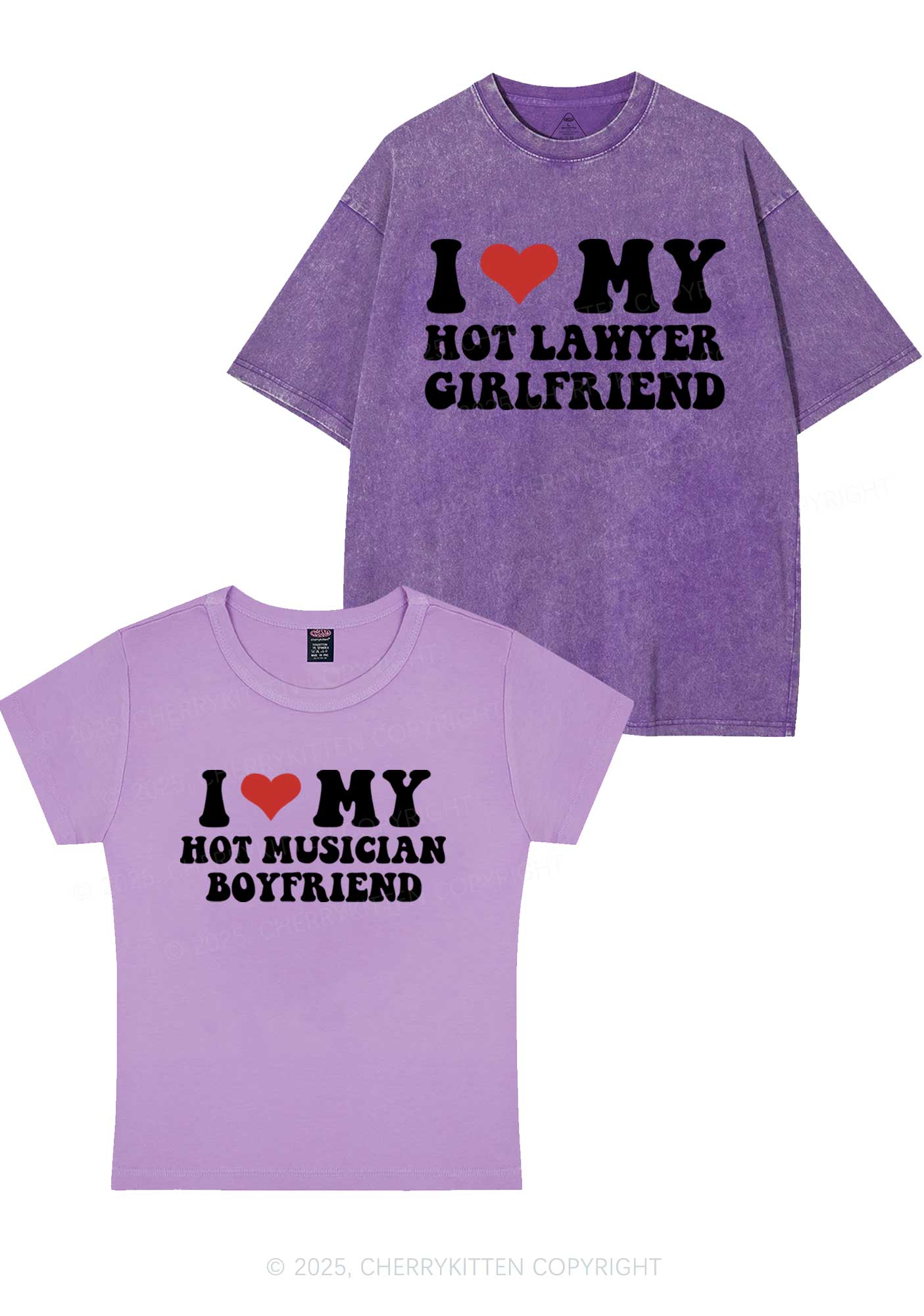 Custom My Hot Lawyer GF Y2K Valentine's Day Couple Shirt Cherrykitten - Image 7