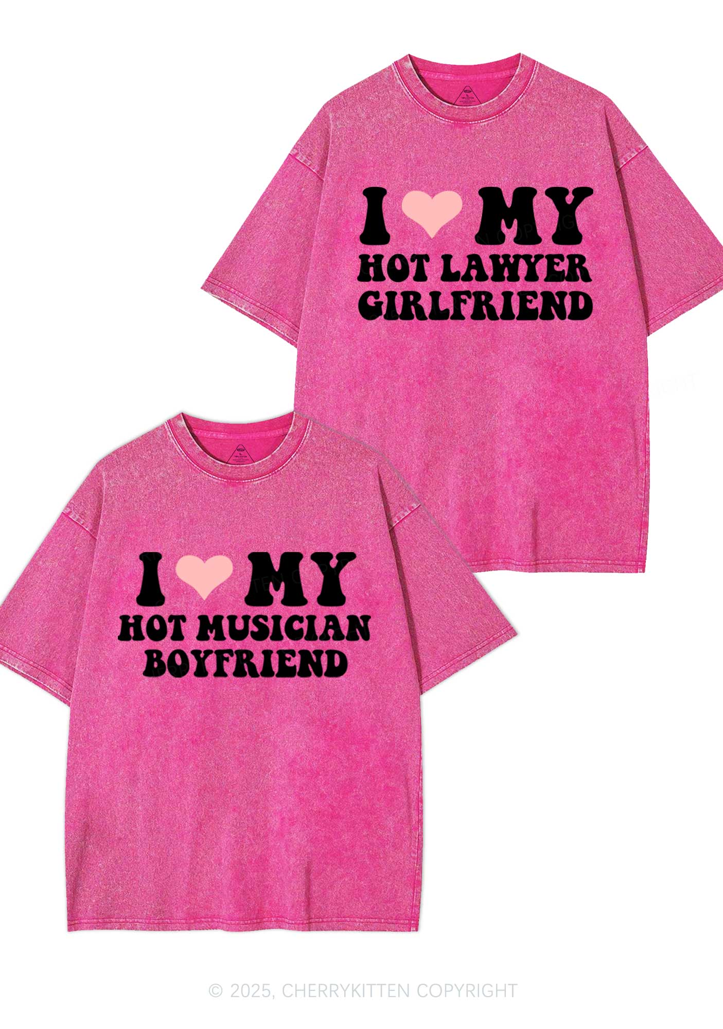 Custom My Hot Lawyer GF Y2K Valentine's Day Washed Tee Cherrykitten - Image 5