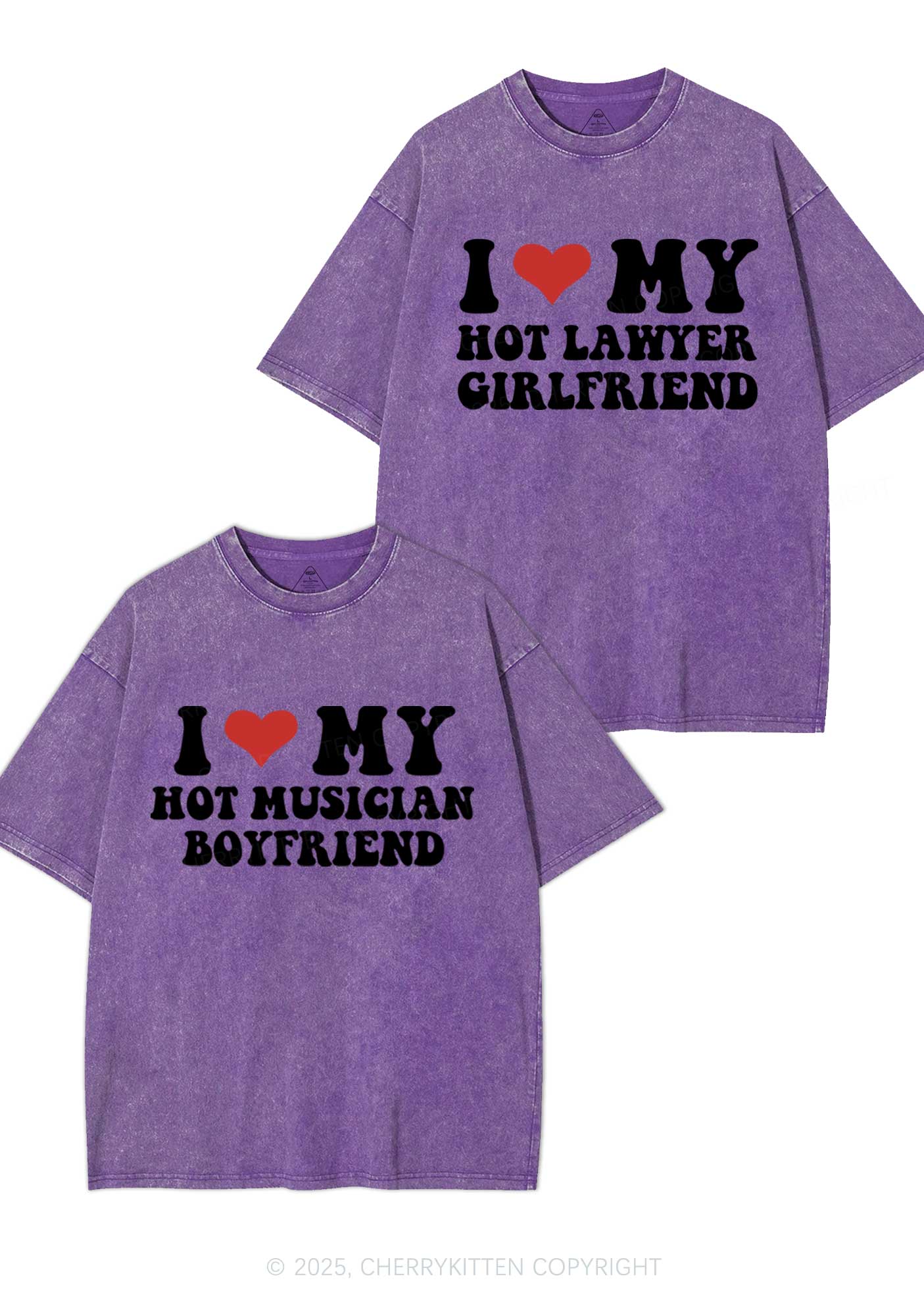 Custom My Hot Lawyer GF Y2K Valentine's Day Washed Tee Cherrykitten - Image 6