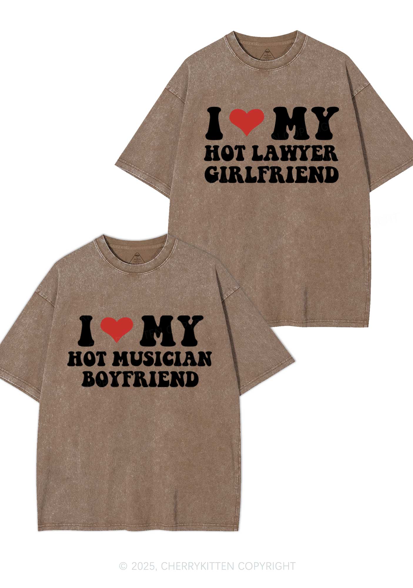 Custom My Hot Lawyer GF Y2K Valentine's Day Washed Tee Cherrykitten - Image 7