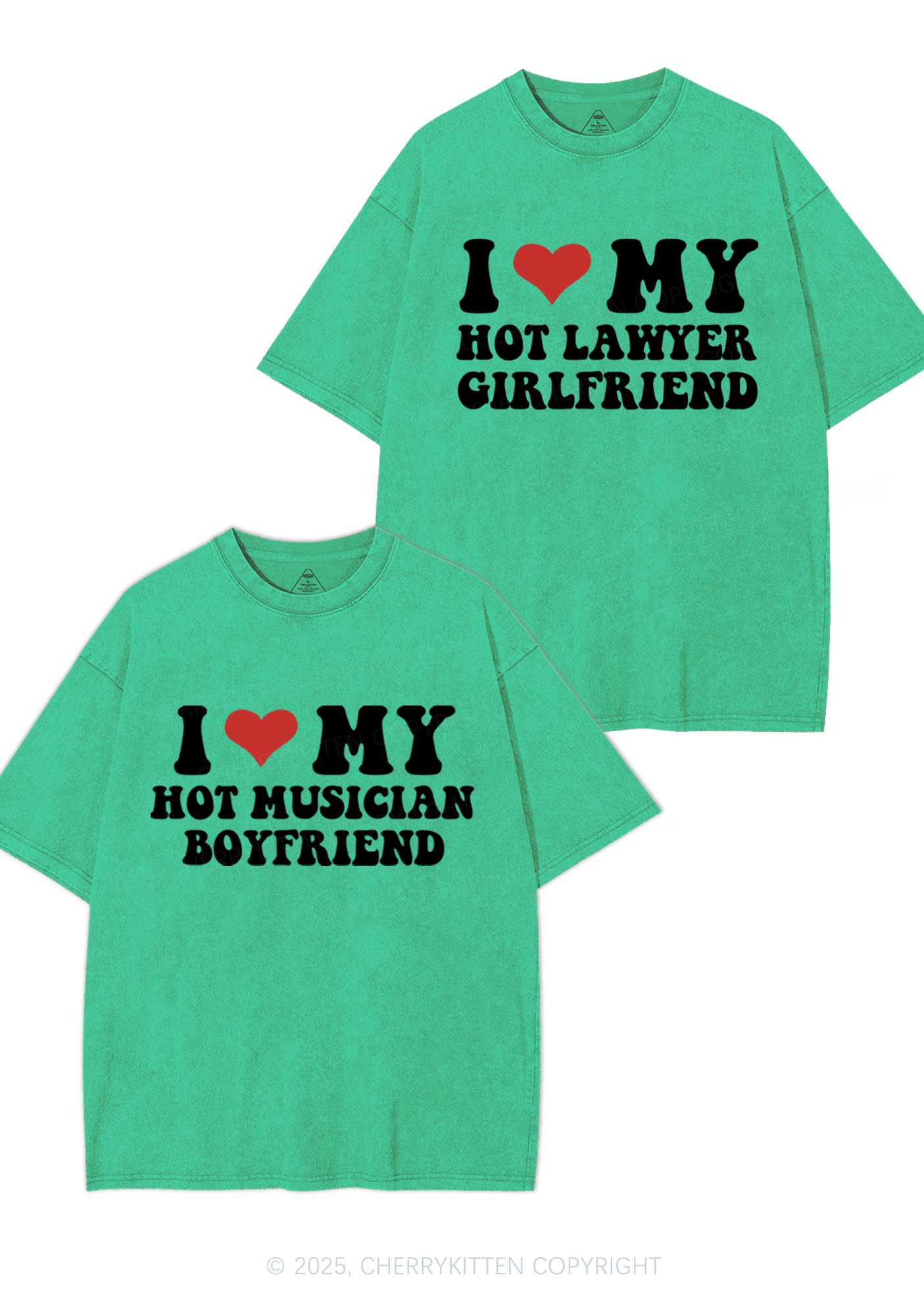 Custom My Hot Lawyer GF Y2K Valentine's Day Washed Tee Cherrykitten - Image 8