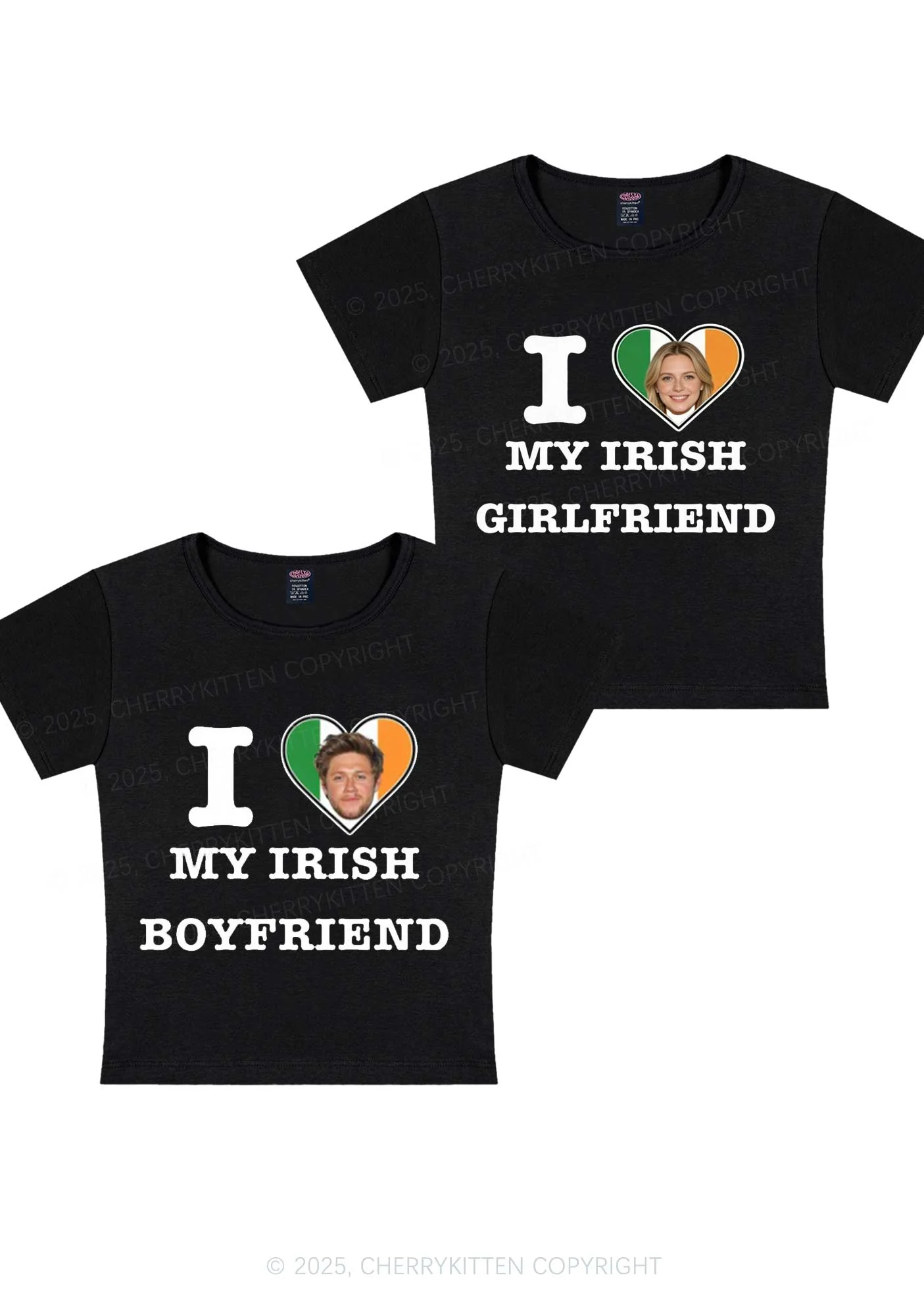 Custom My Irish BF GF Y2K Valentine's Day Baby Tee Cherrykitten - Image 2
