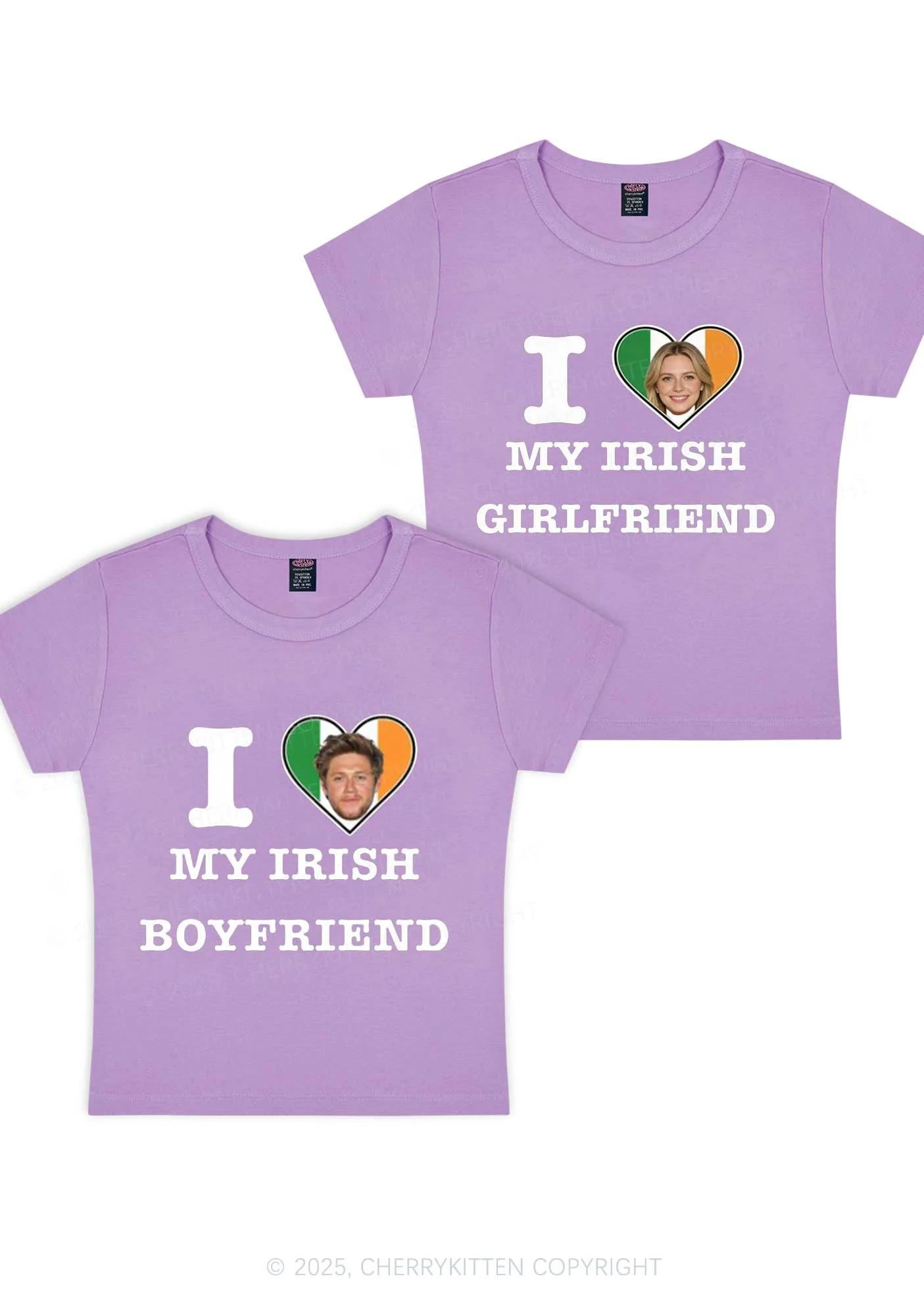 Custom My Irish BF GF Y2K Valentine's Day Baby Tee Cherrykitten - Image 5