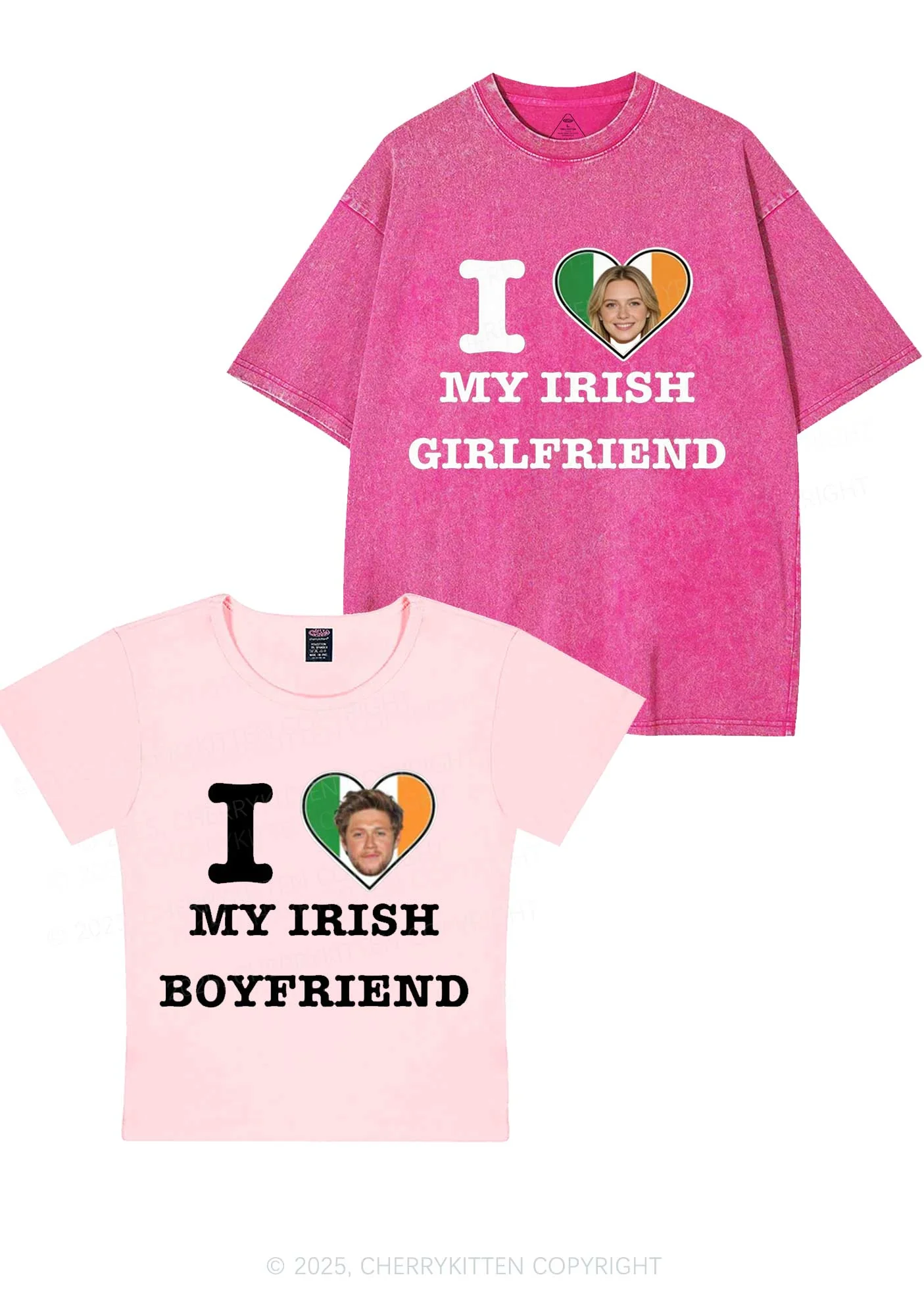 Custom My Irish BF GF Y2K Valentine's Day Couple Shirt Cherrykitten - Image 11