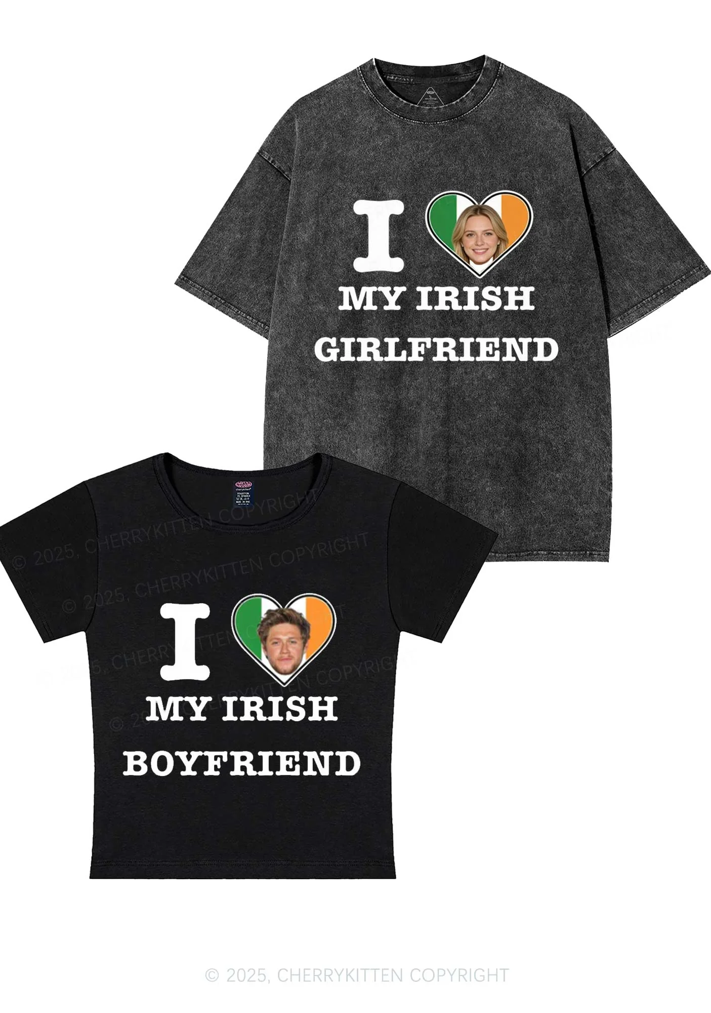 Custom My Irish BF GF Y2K Valentine's Day Couple Shirt Cherrykitten - Image 2