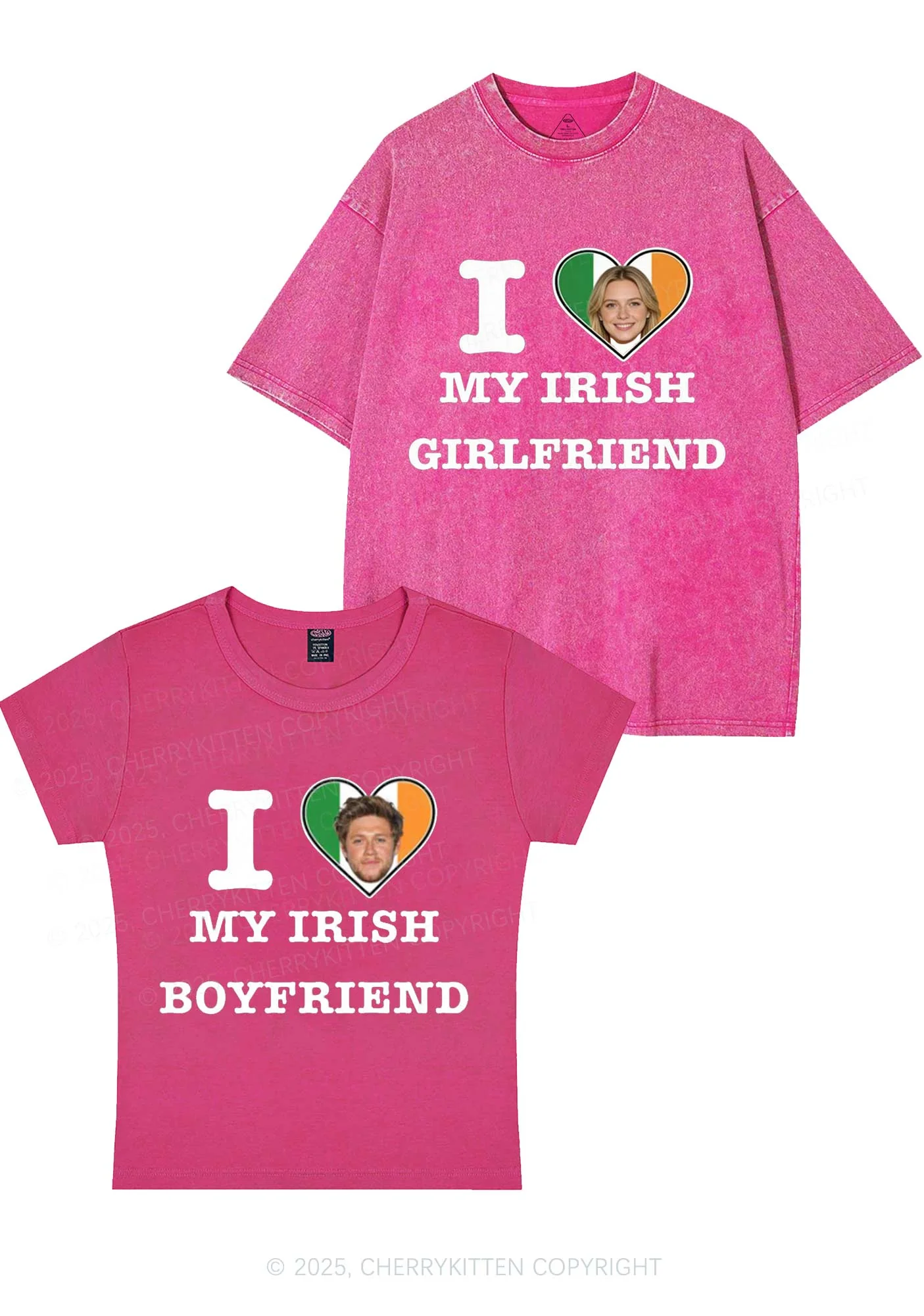 Custom My Irish BF GF Y2K Valentine's Day Couple Shirt Cherrykitten - Image 3