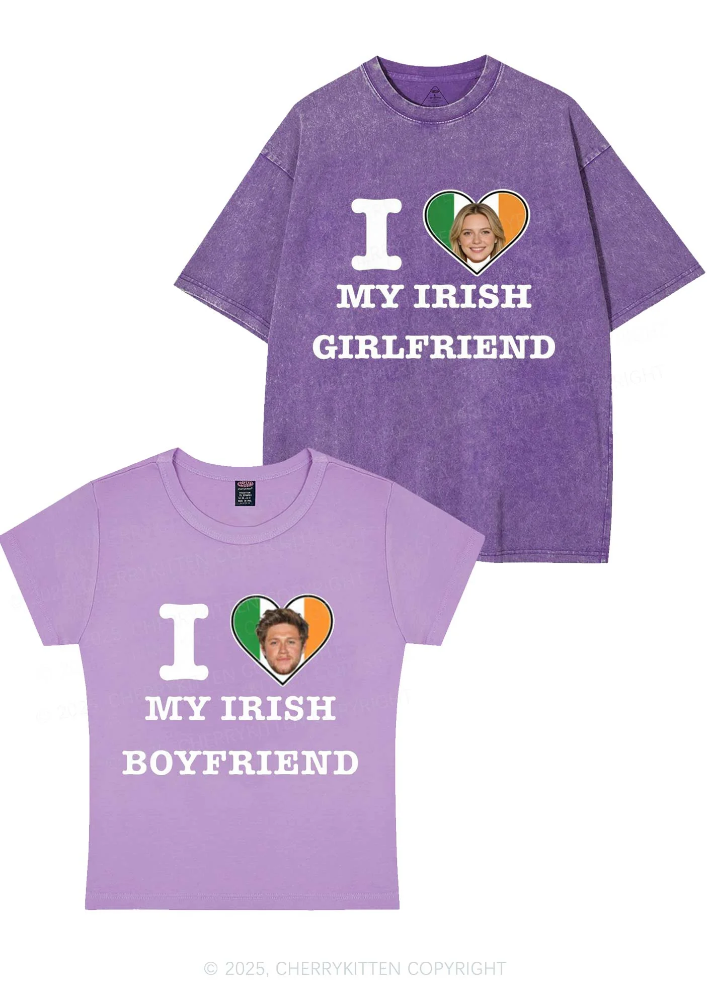 Custom My Irish BF GF Y2K Valentine's Day Couple Shirt Cherrykitten - Image 4