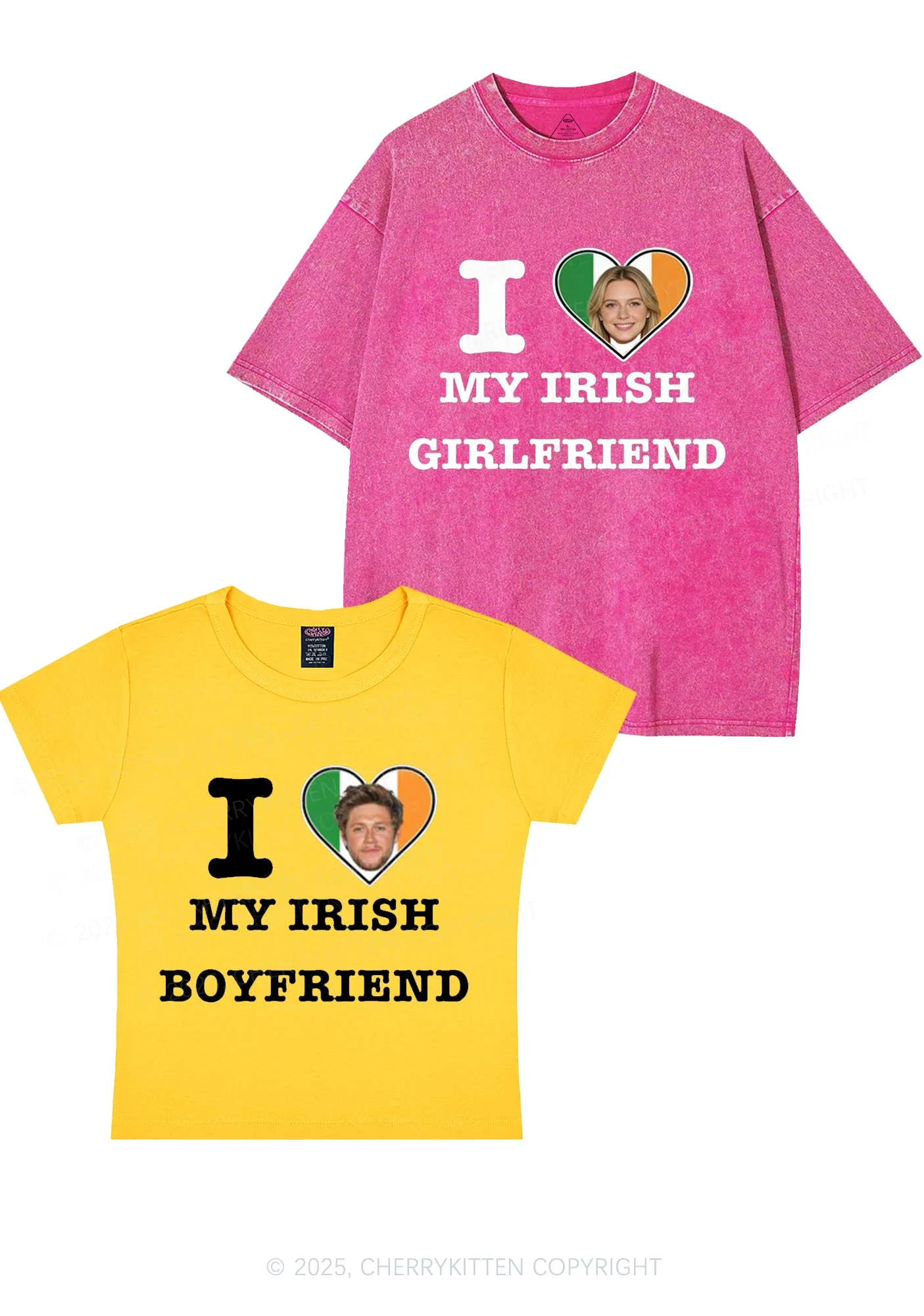Custom My Irish BF GF Y2K Valentine's Day Couple Shirt Cherrykitten - Image 5