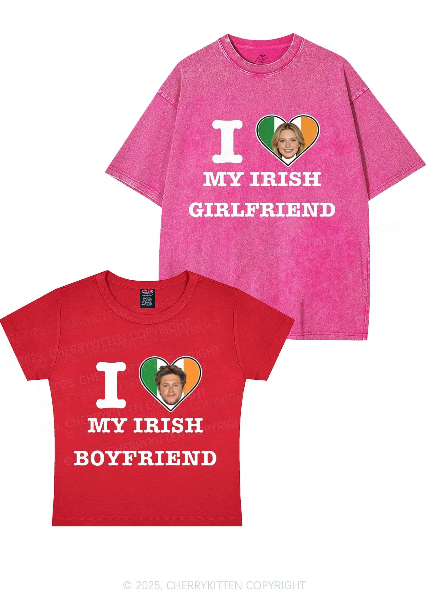 Custom My Irish BF GF Y2K Valentine's Day Couple Shirt Cherrykitten - Image 7
